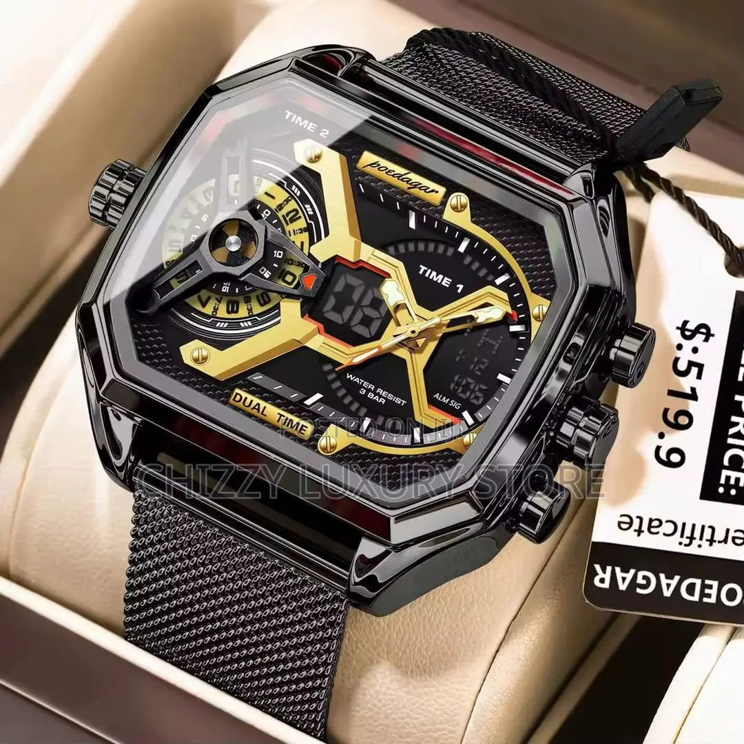 Poedagar Quality Men Genuine Chain Strap Wristwatch