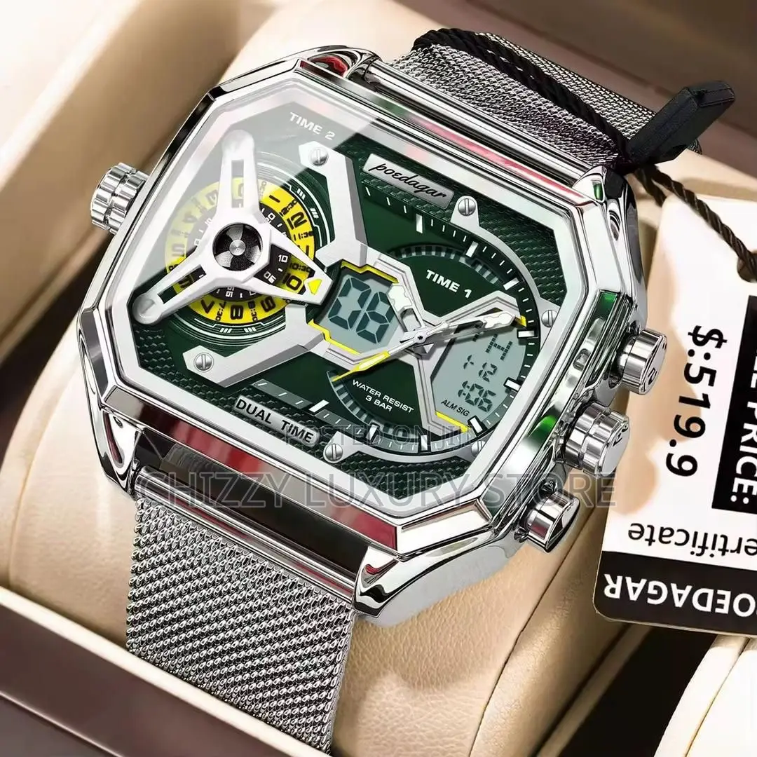 Poedagar Quality Men Genuine Chain Strap Wristwatch