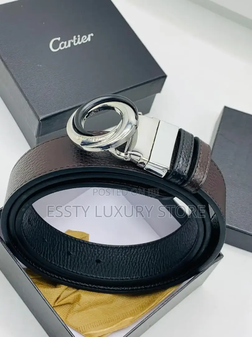 Cartier Quality Reversible Brown and Black Unisex Waist Belt