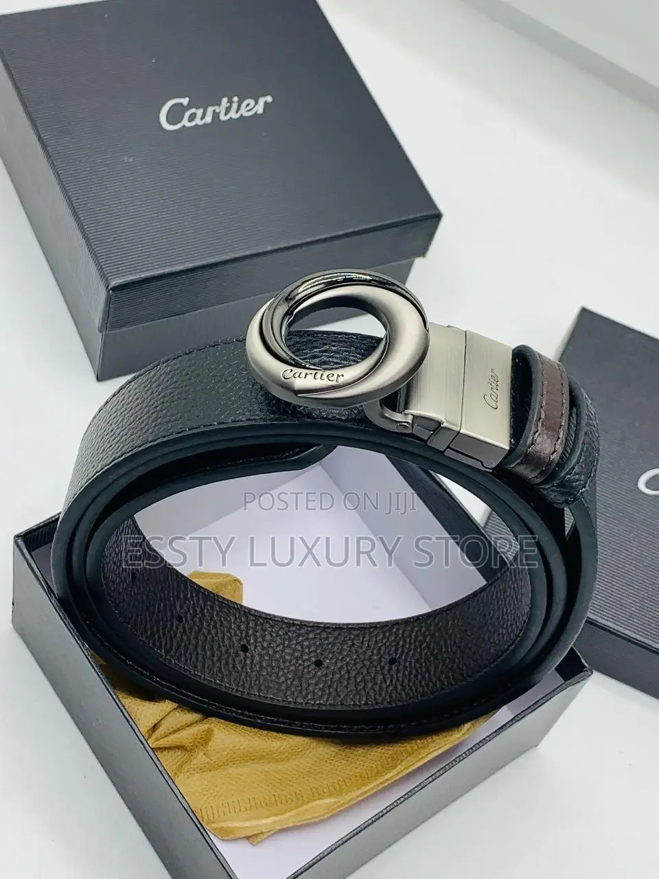 Cartier Quality Reversible Brown and Black Unisex Waist Belt