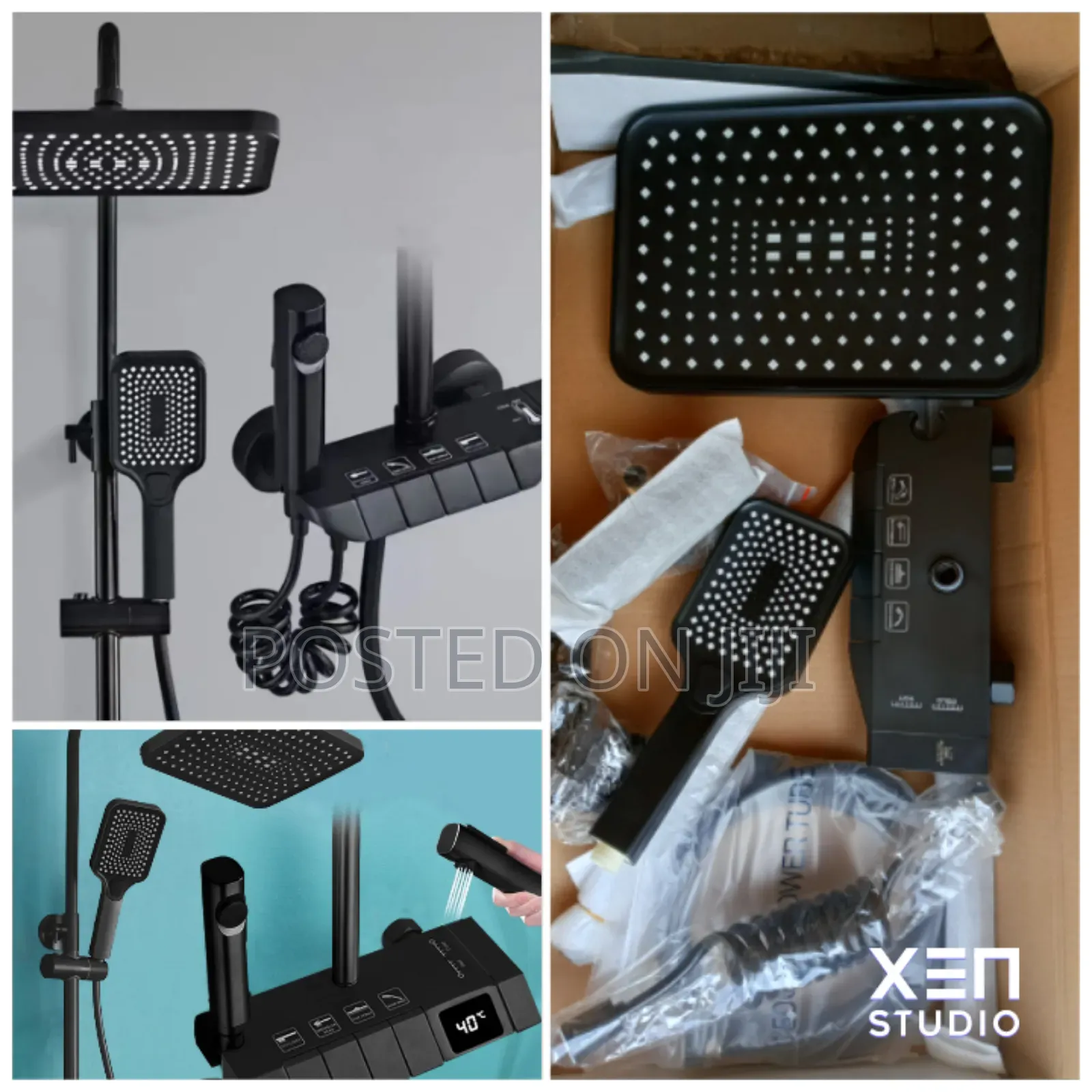 Standing Shower Mixer Piano Button Black