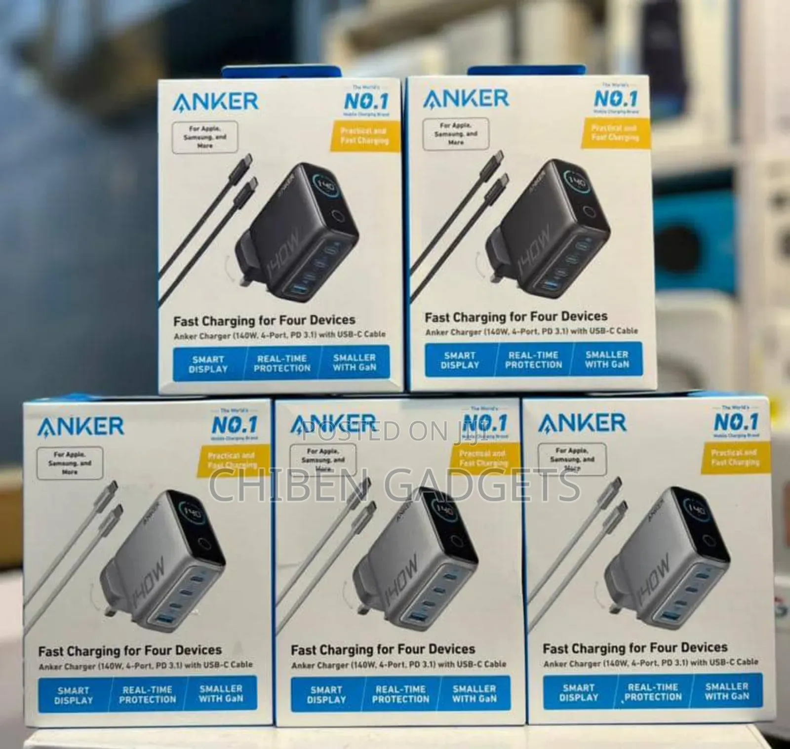 Anker Laptop Charger,140w Max Usb Charger 4 Port Multi