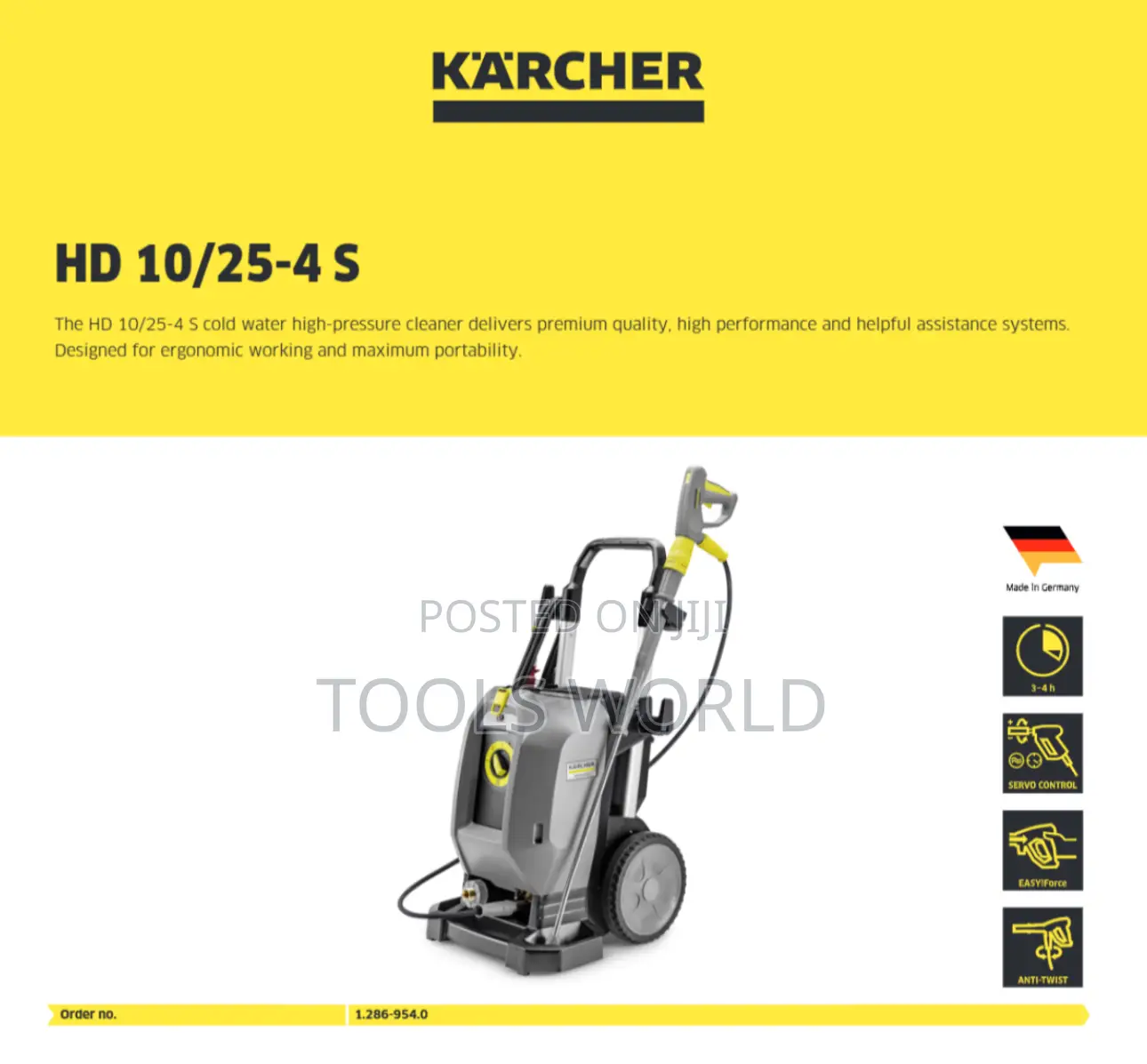 Kärcher Hd 10/25-4 S Industrial High Pressure Washer 250 Bar, 1000l/H
