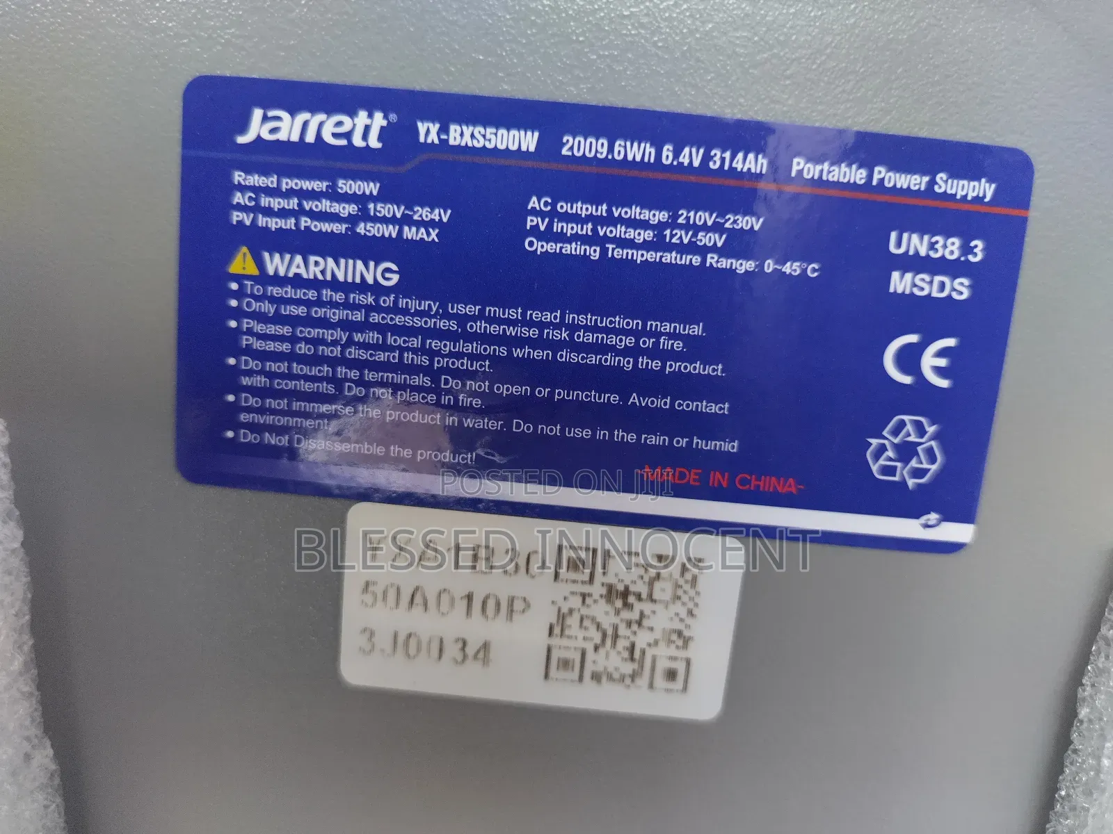 Jarrett 500w Portable Power Station – 2009wh Solar Generator