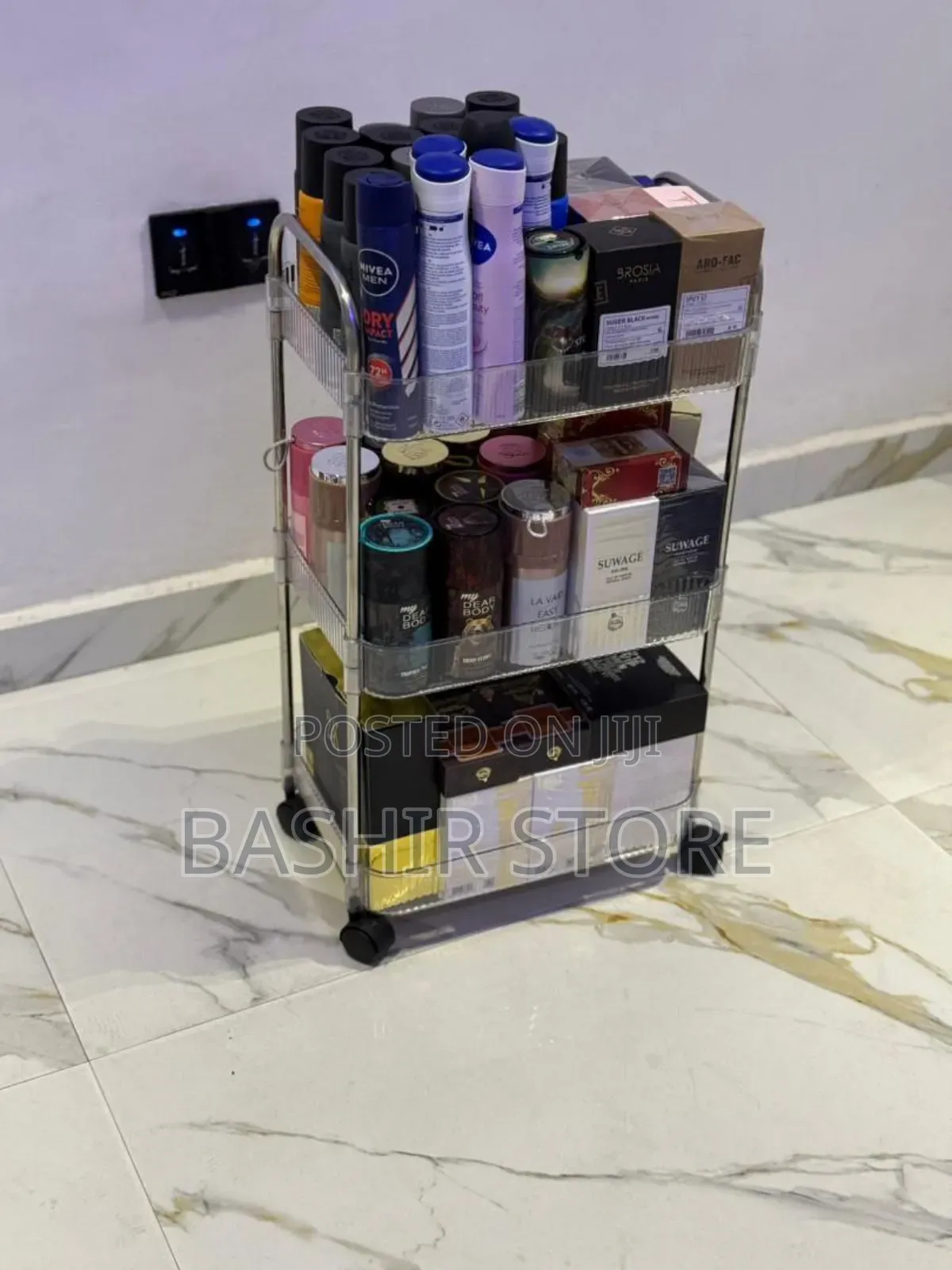 3-tier Acrylic Rolling Storage Cart