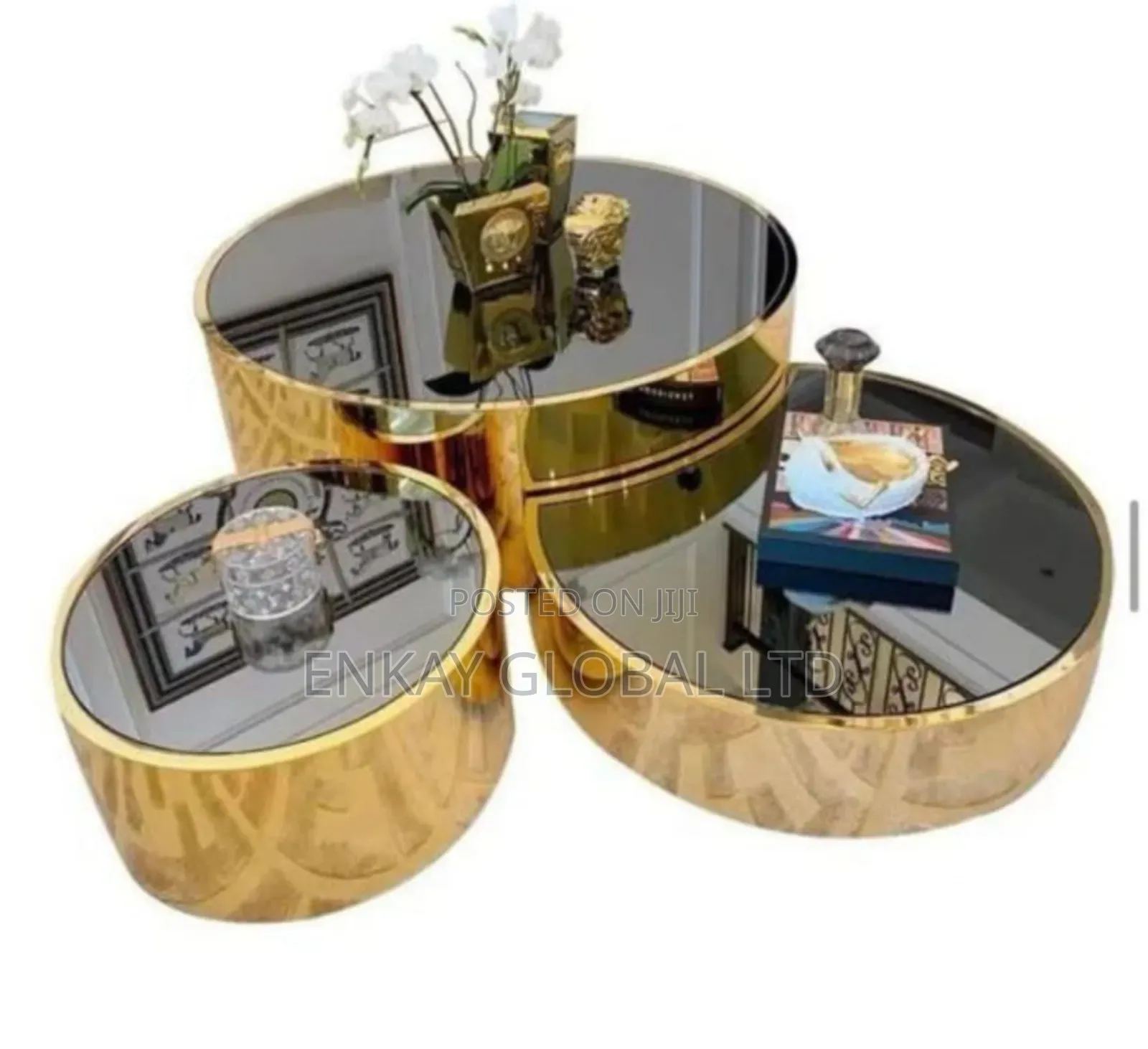 Imported Original Gold Center Table and Side Stool