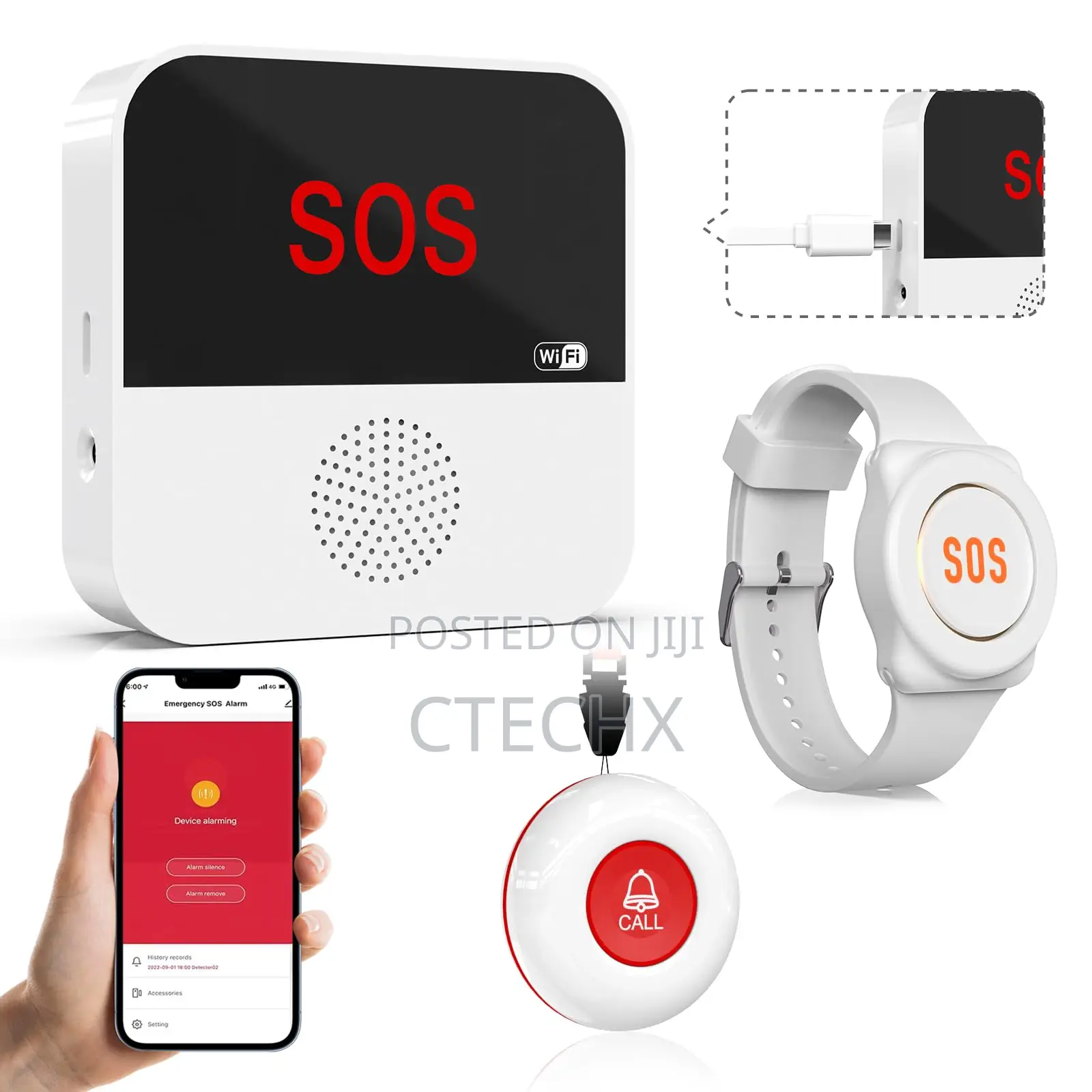 Wifi Rechargable Smart Wireless Caregiver Pager Panic Button Alarm