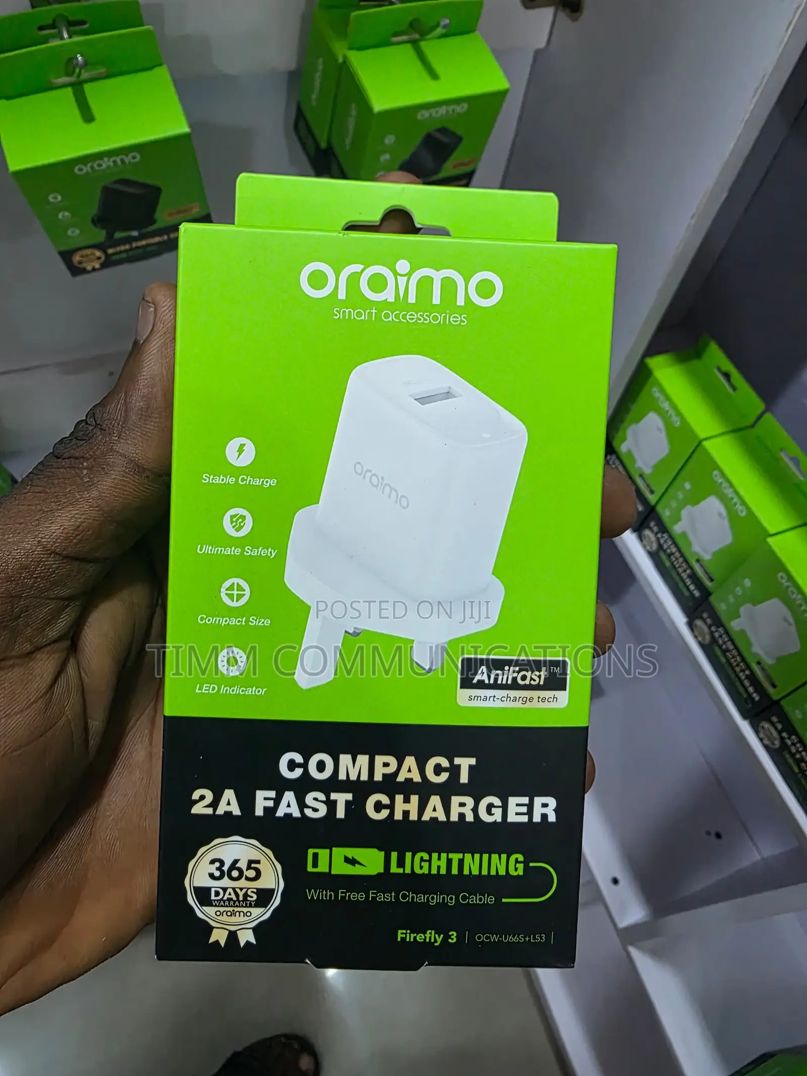 Oraimo Firefly 3 Compact 2a Fast Charger With Lightning Cable