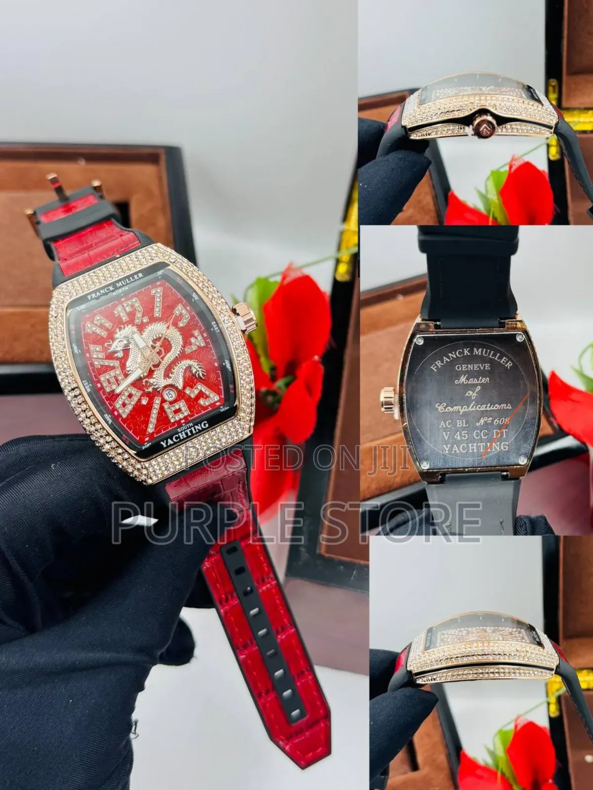 Franck Muller Stoned-Dial-Leather-Watches 