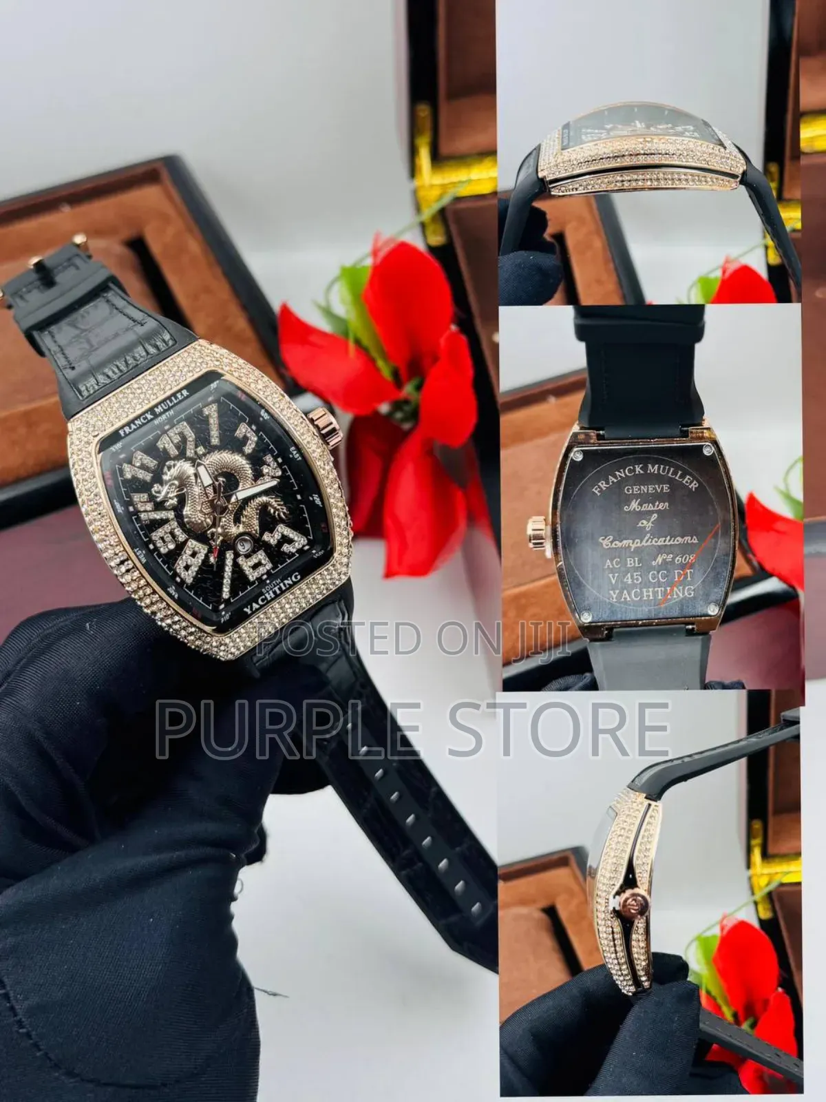 Franck Muller Stoned-Dial-Leather-Watches 