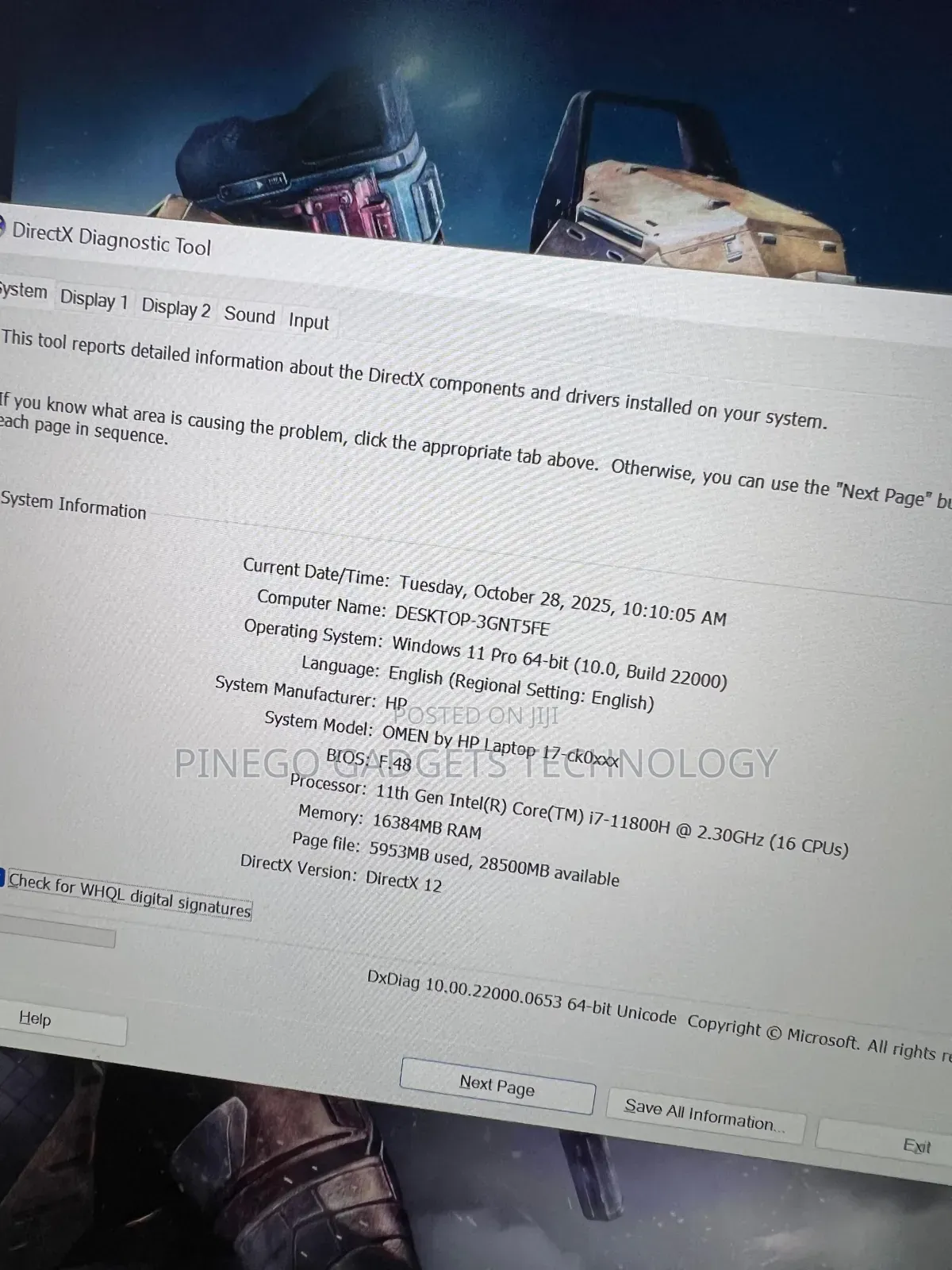 Laptop HP Omen 17-An188nr 16GB Intel Core I7 SSD 512GB