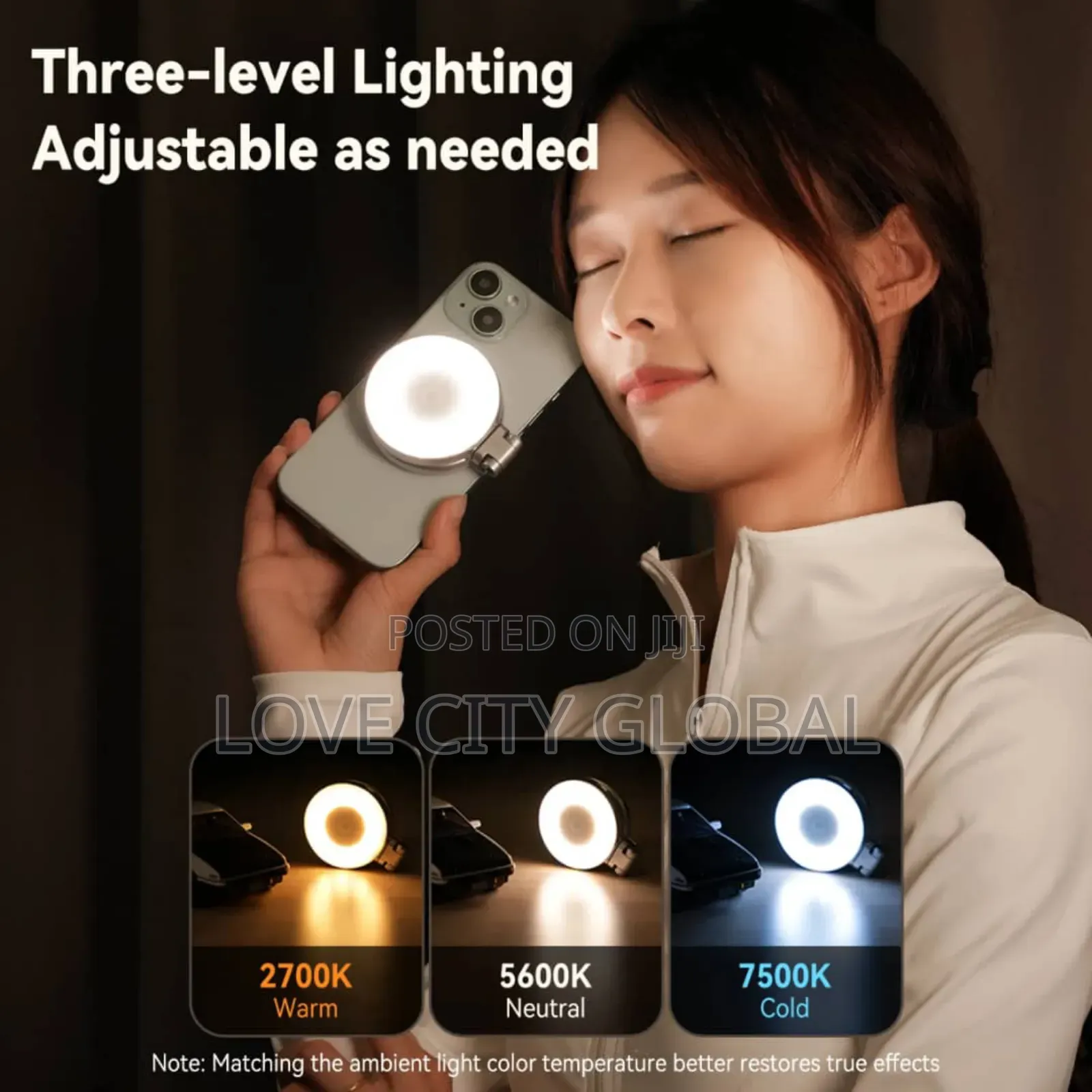 Telesin Fill Light Rechargeable Magnetic Built-in Mirror Phone Selfie.