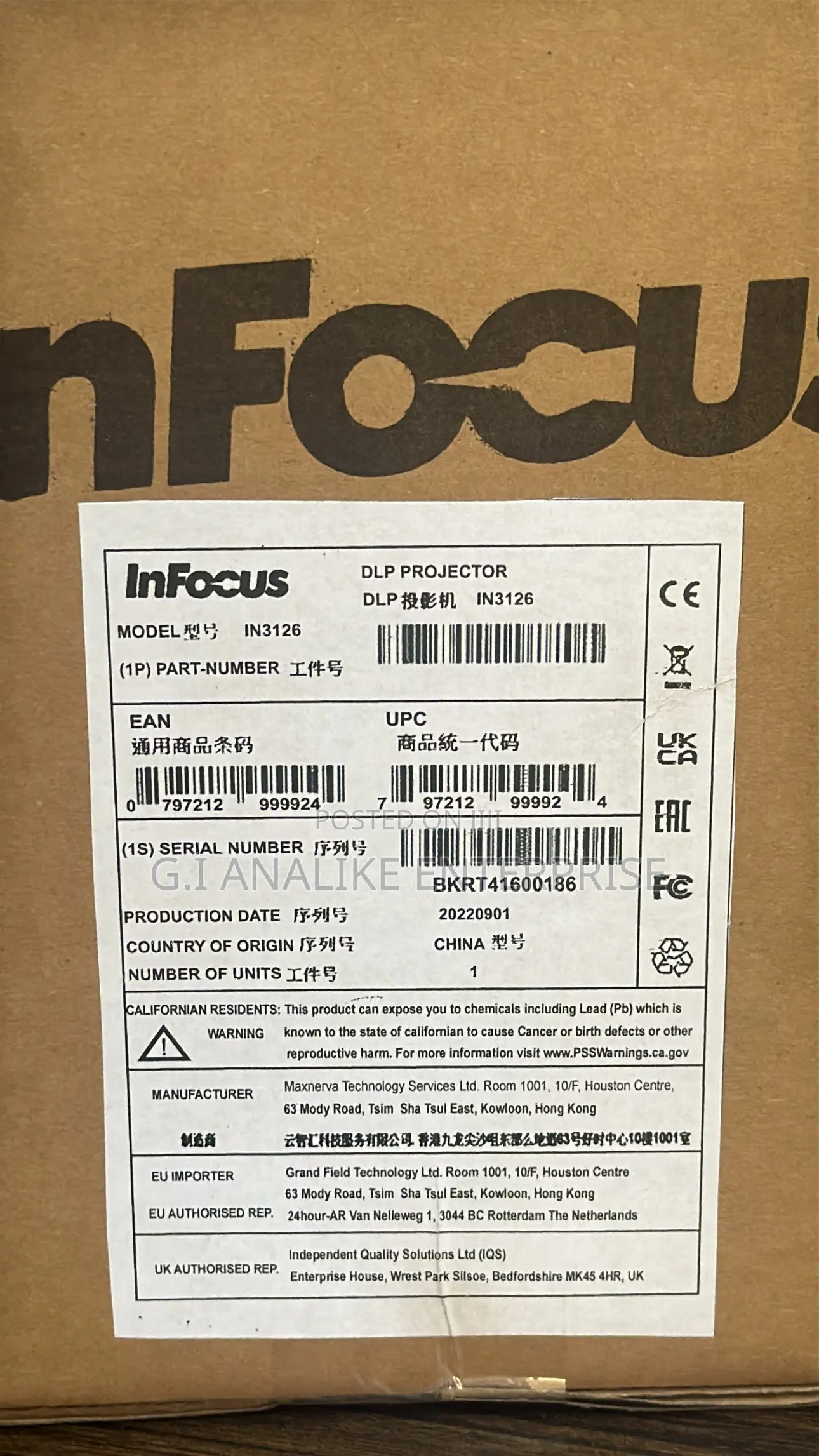 Infocus In3126 Wxga 4,000 Lumens Projector