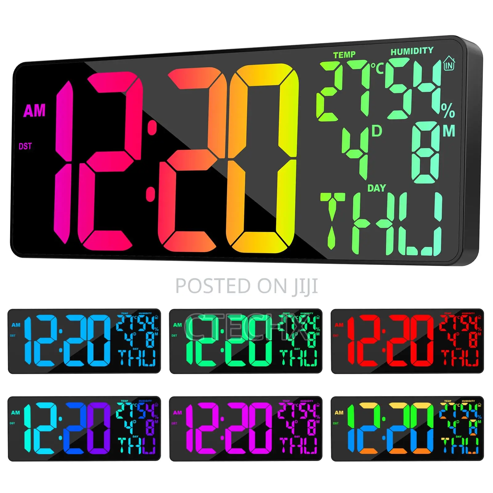 Xrexs 18 Inch Large Display RGB Digital Wall Clock With Remote Control
