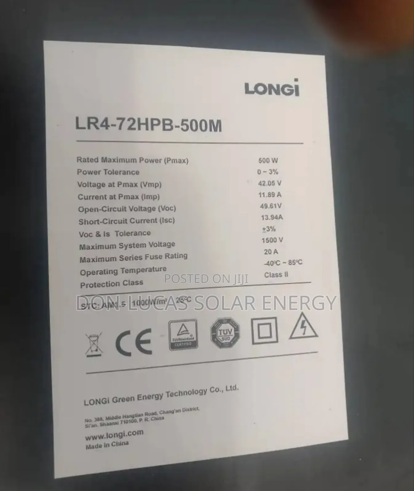 Longi Solar Panel 500w 120cell