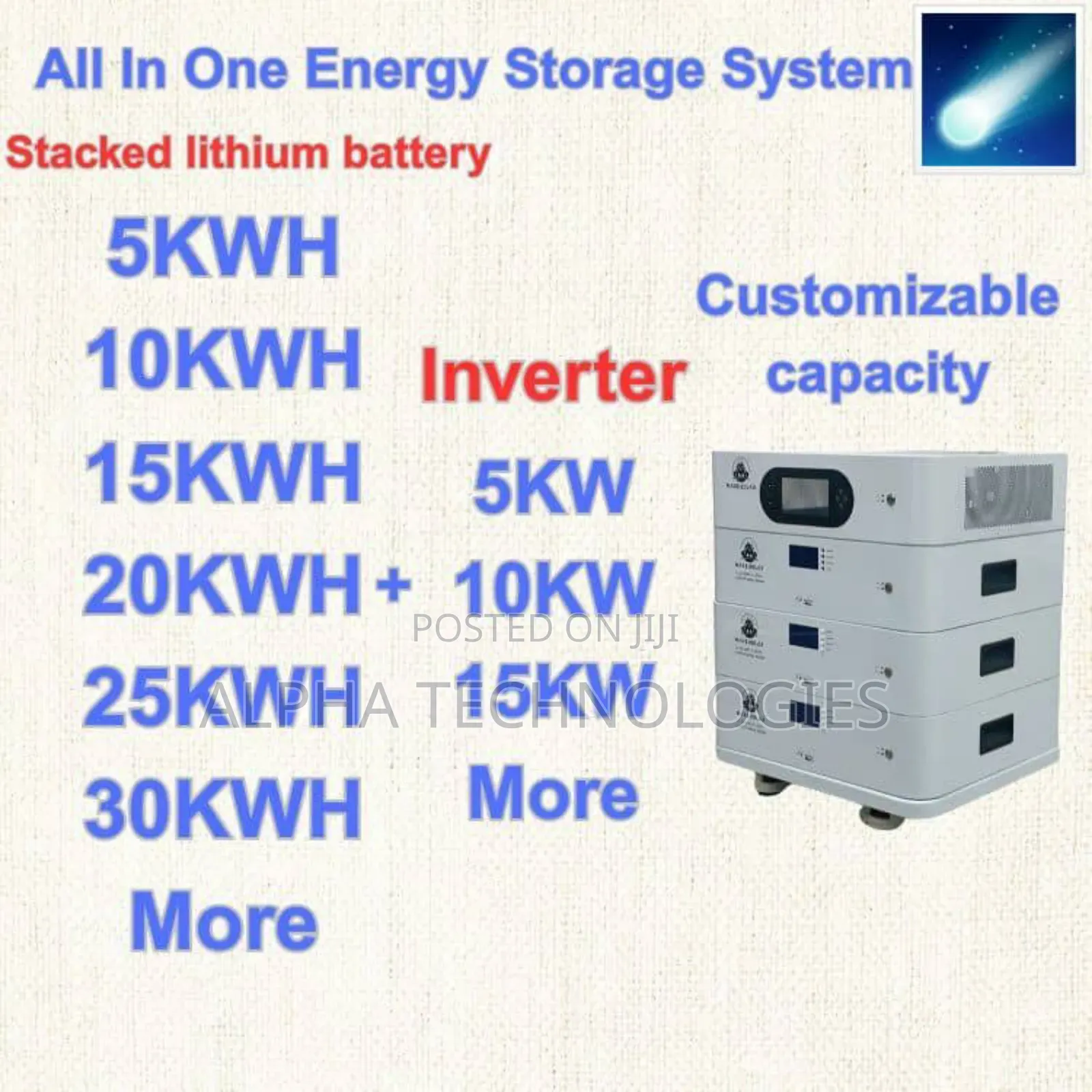 Haisic Stackable 5kva Hybrid Inverter + 15kwh Lithium Battery All 48v