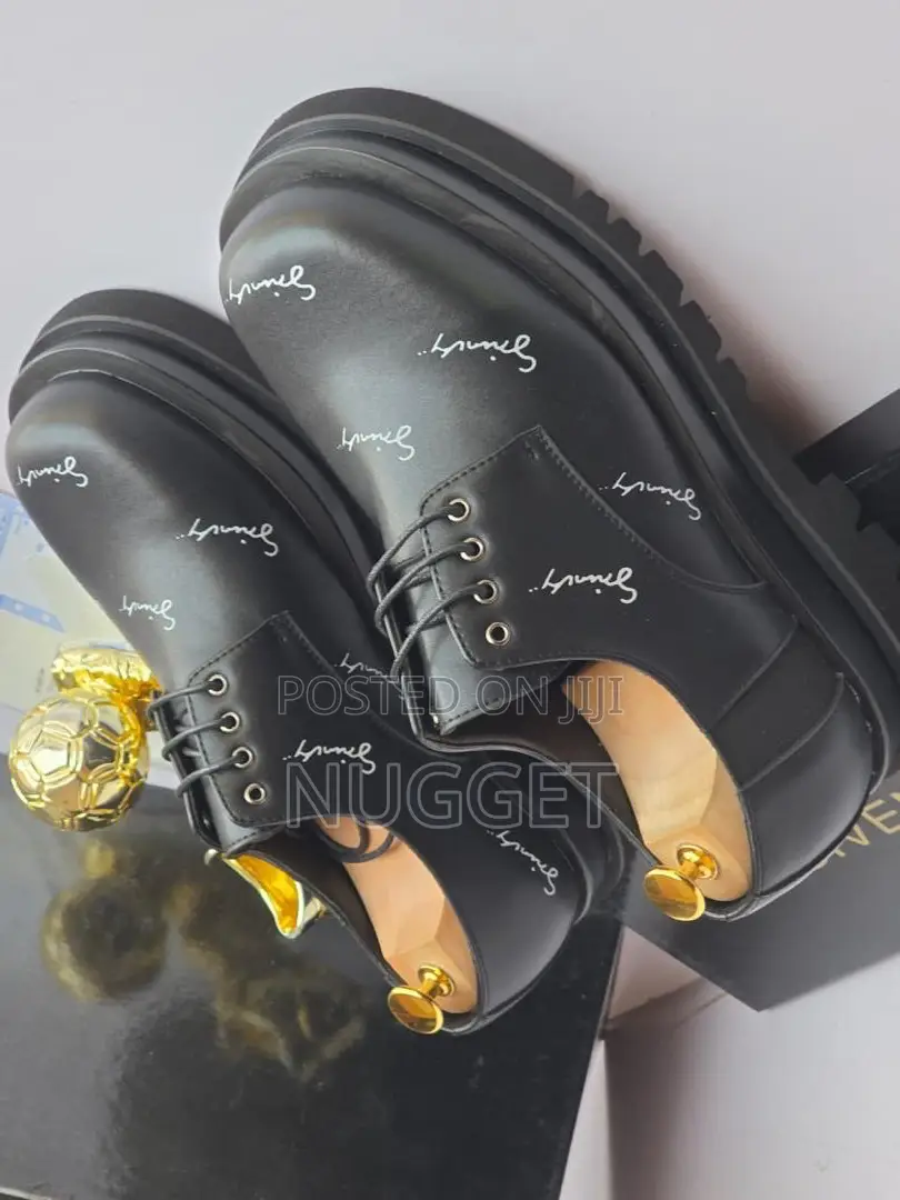 Givenchy Black Leather Lace-Up Shoes, Handwritten-Style Branding