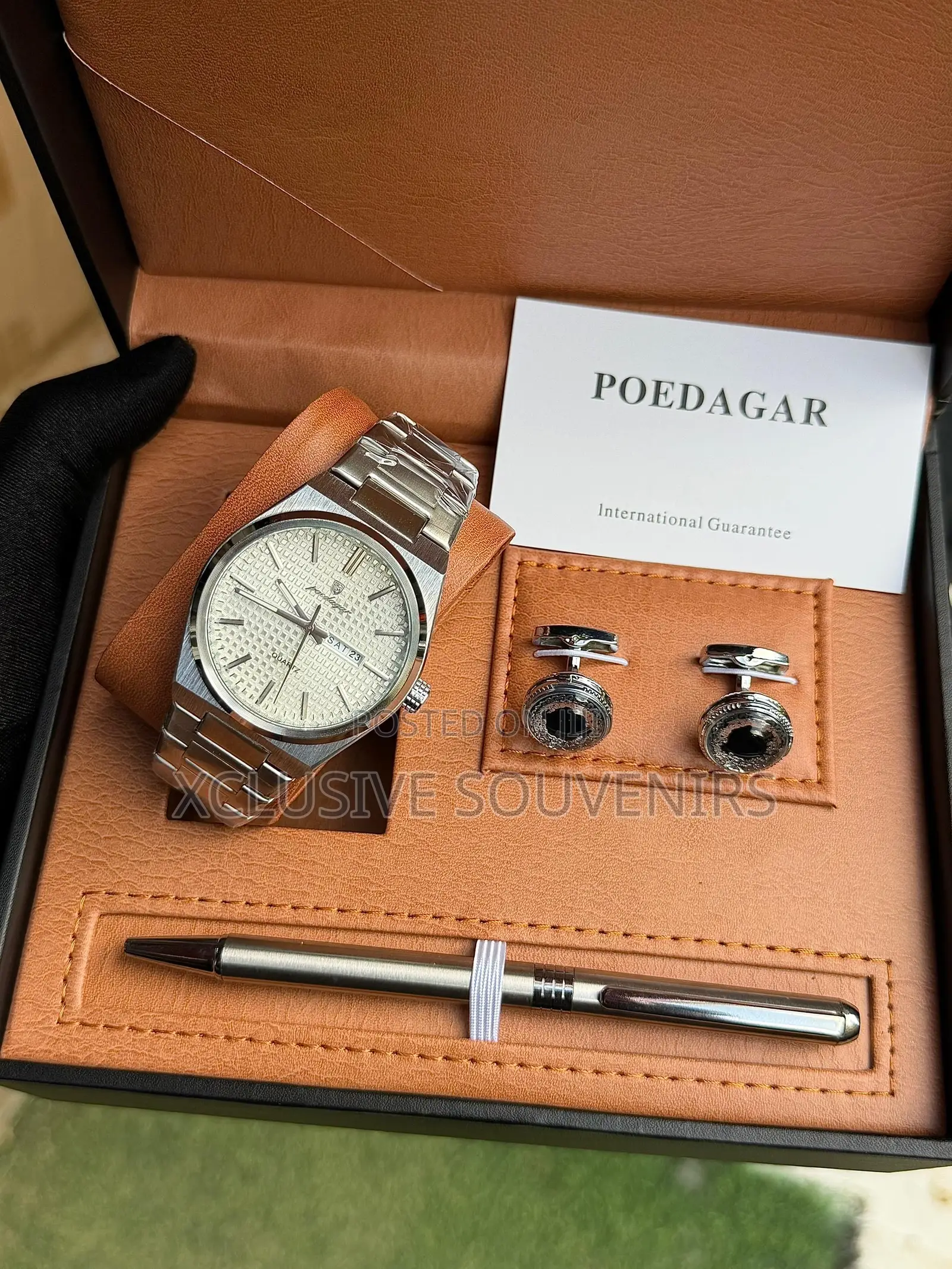 Poedagar Executive Gift Set Wristwatch, Pen And Cufflinks