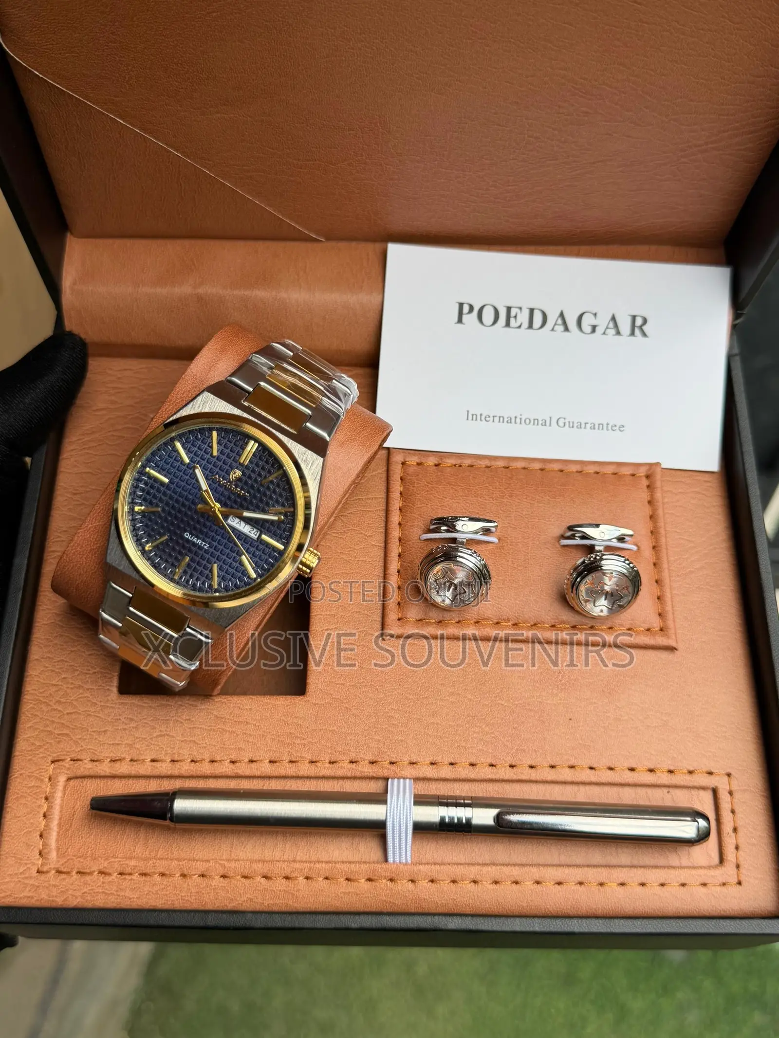 Poedagar Executive Gift Set Wristwatch, Pen And Cufflinks