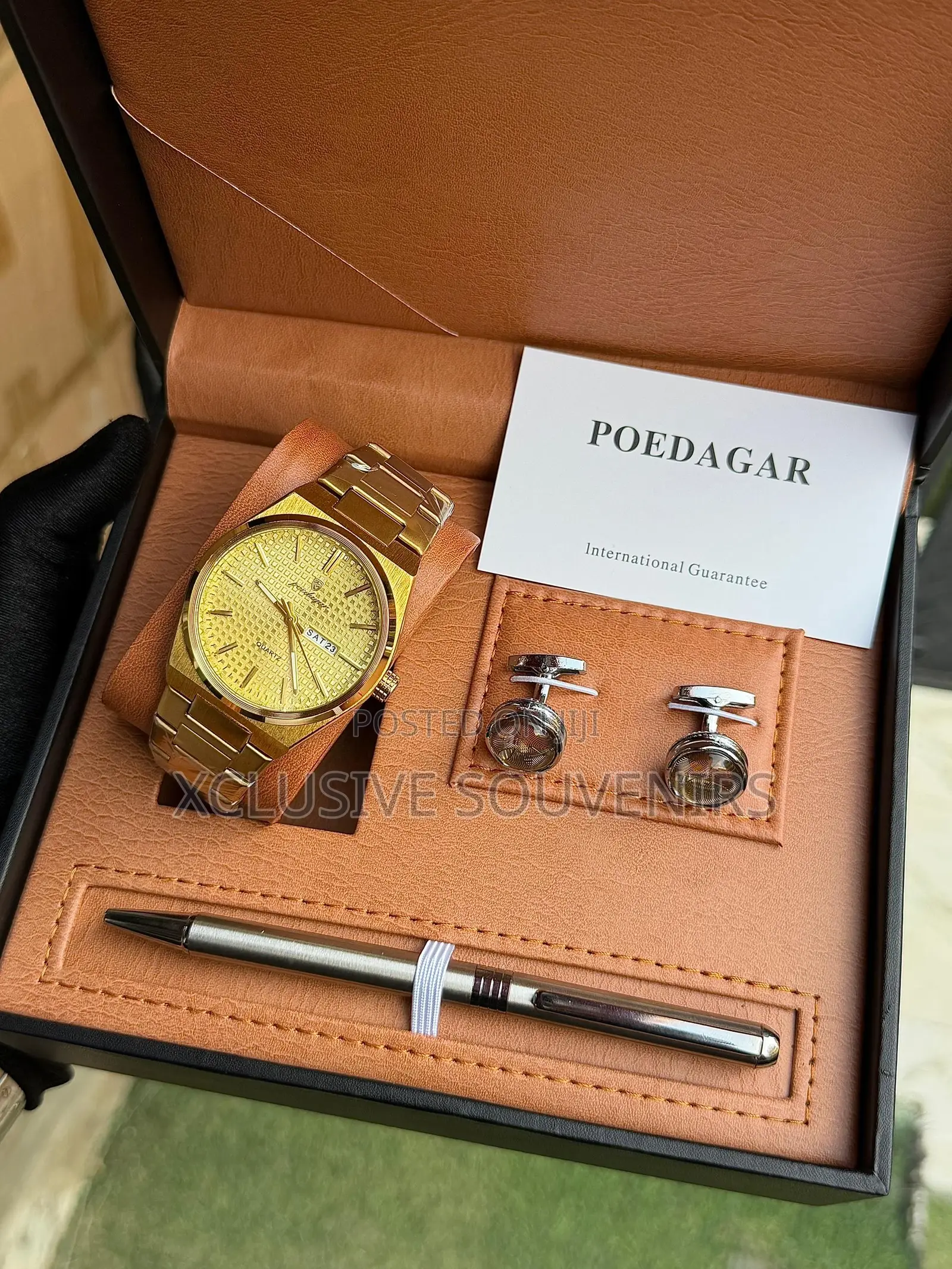 Poedagar Executive Gift Set Wristwatch, Pen And Cufflinks