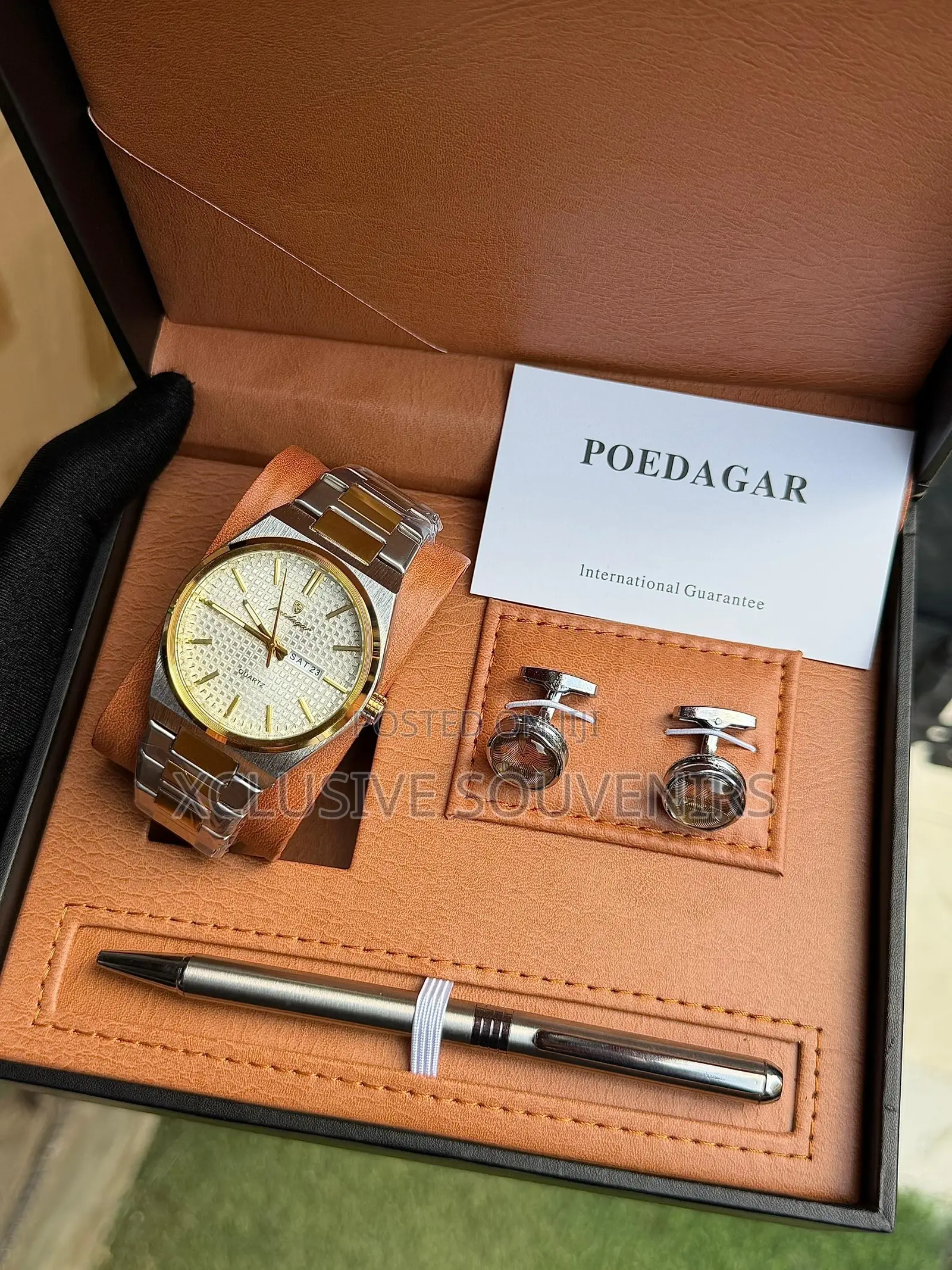 Poedagar Executive Gift Set Wristwatch, Pen And Cufflinks