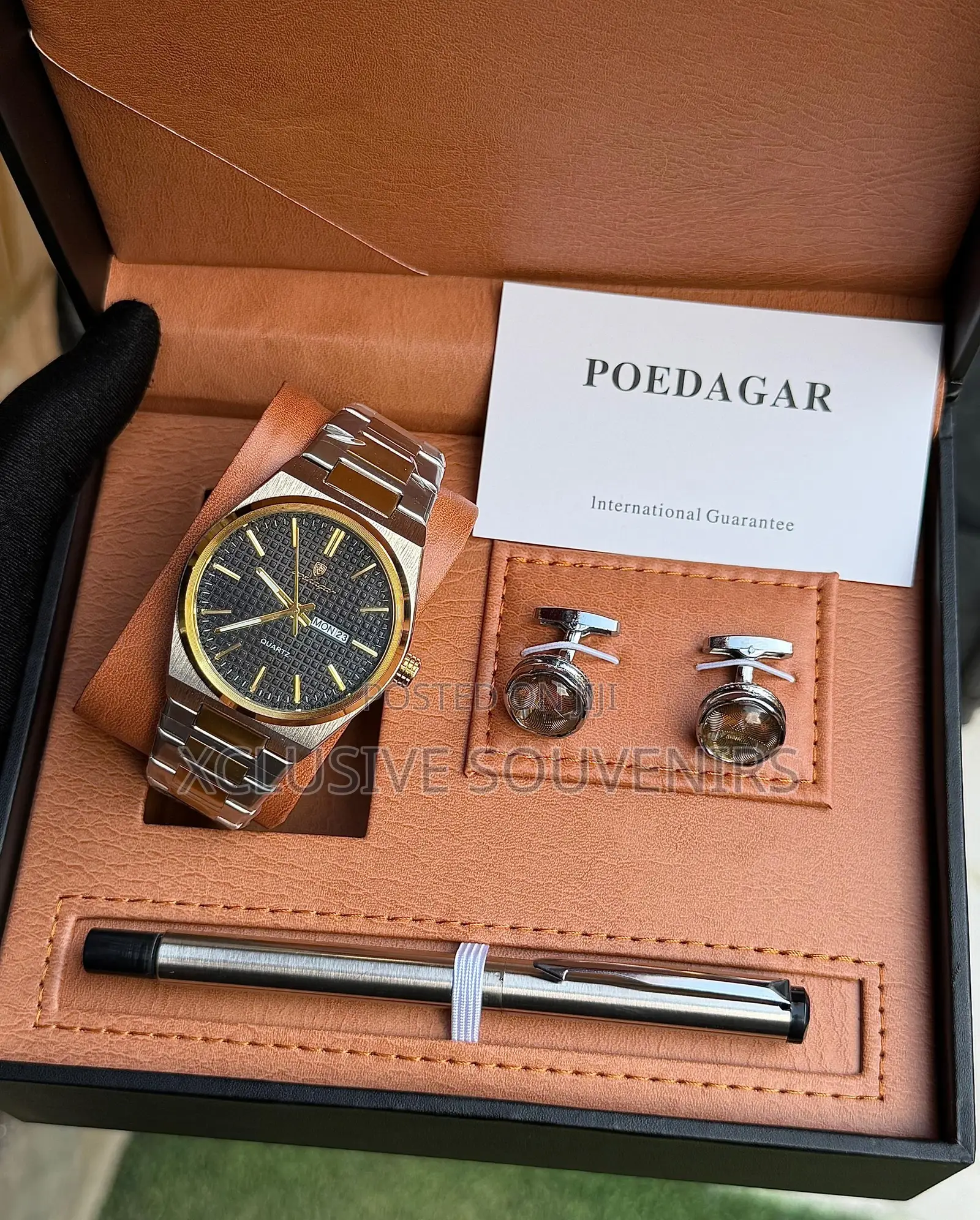 Poedagar Executive Gift Set Wristwatch, Pen And Cufflinks