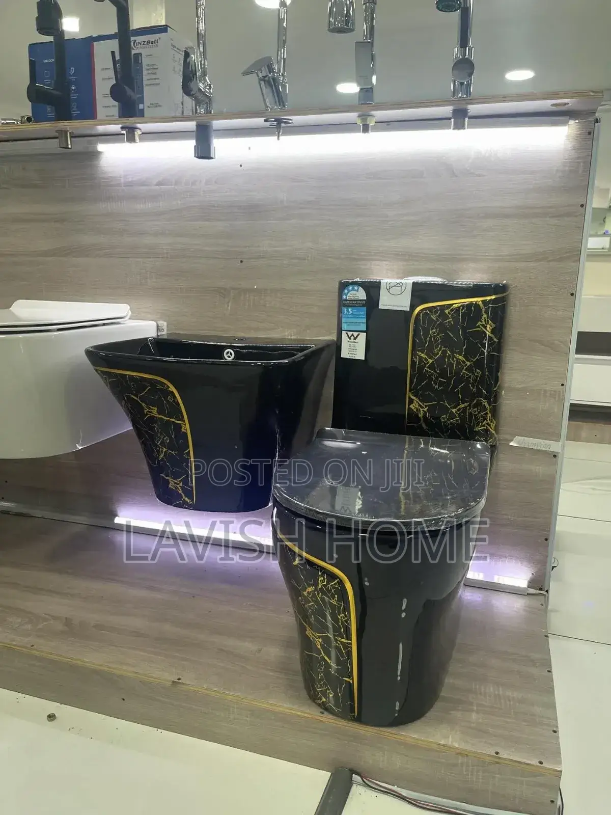 Premium Black Gold Toilet Seat With Conceal Basin