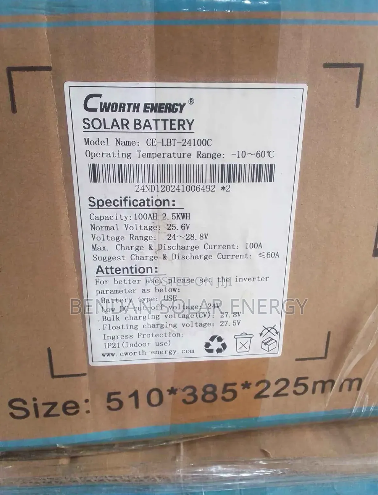 Cworth Energy 2.5kwh 24v Lithium-Ion Battery–Smart Power Storage Black