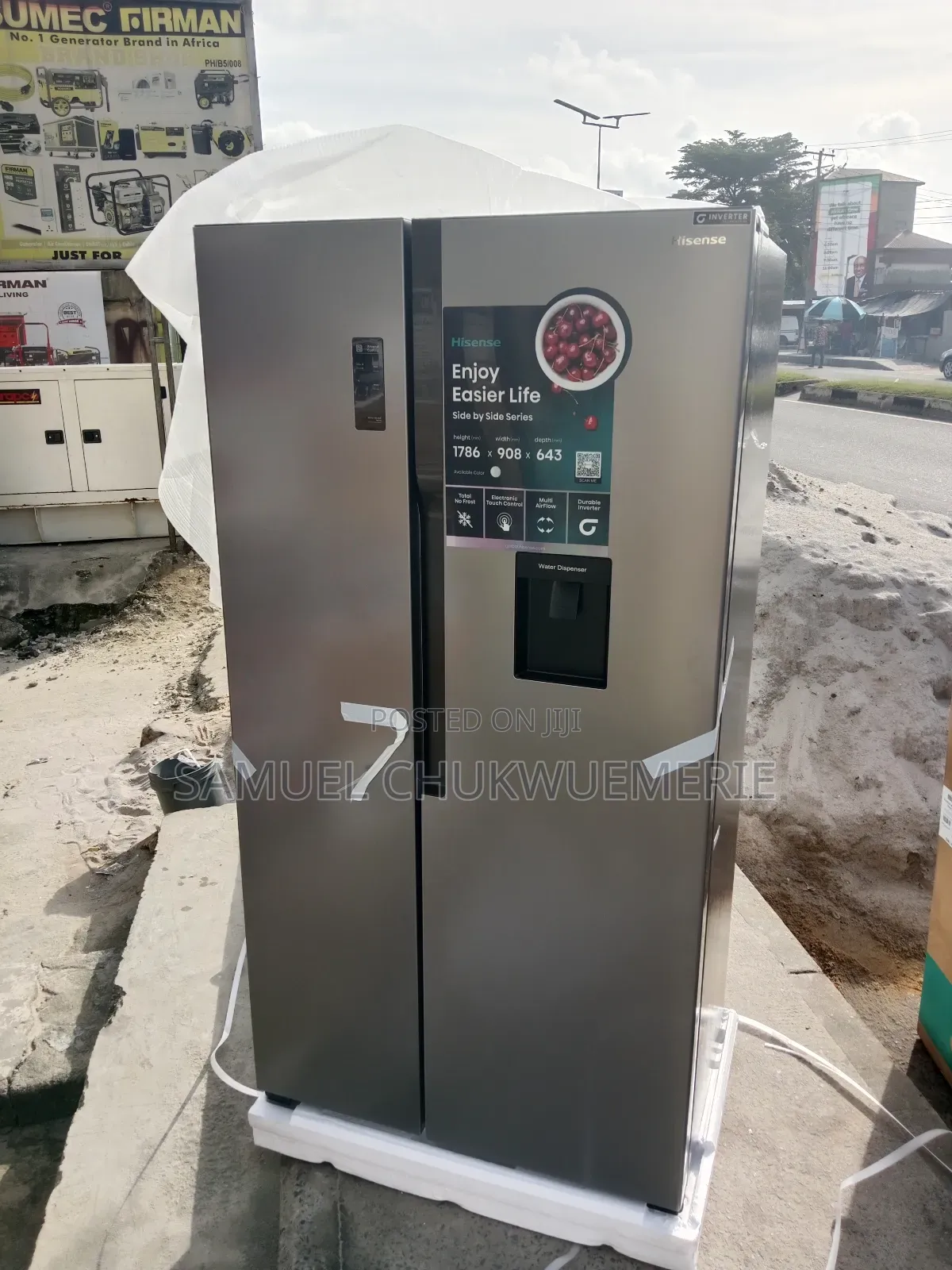 Hisense Inverter Side by Side Fridge With Dispenser 1year Warranty