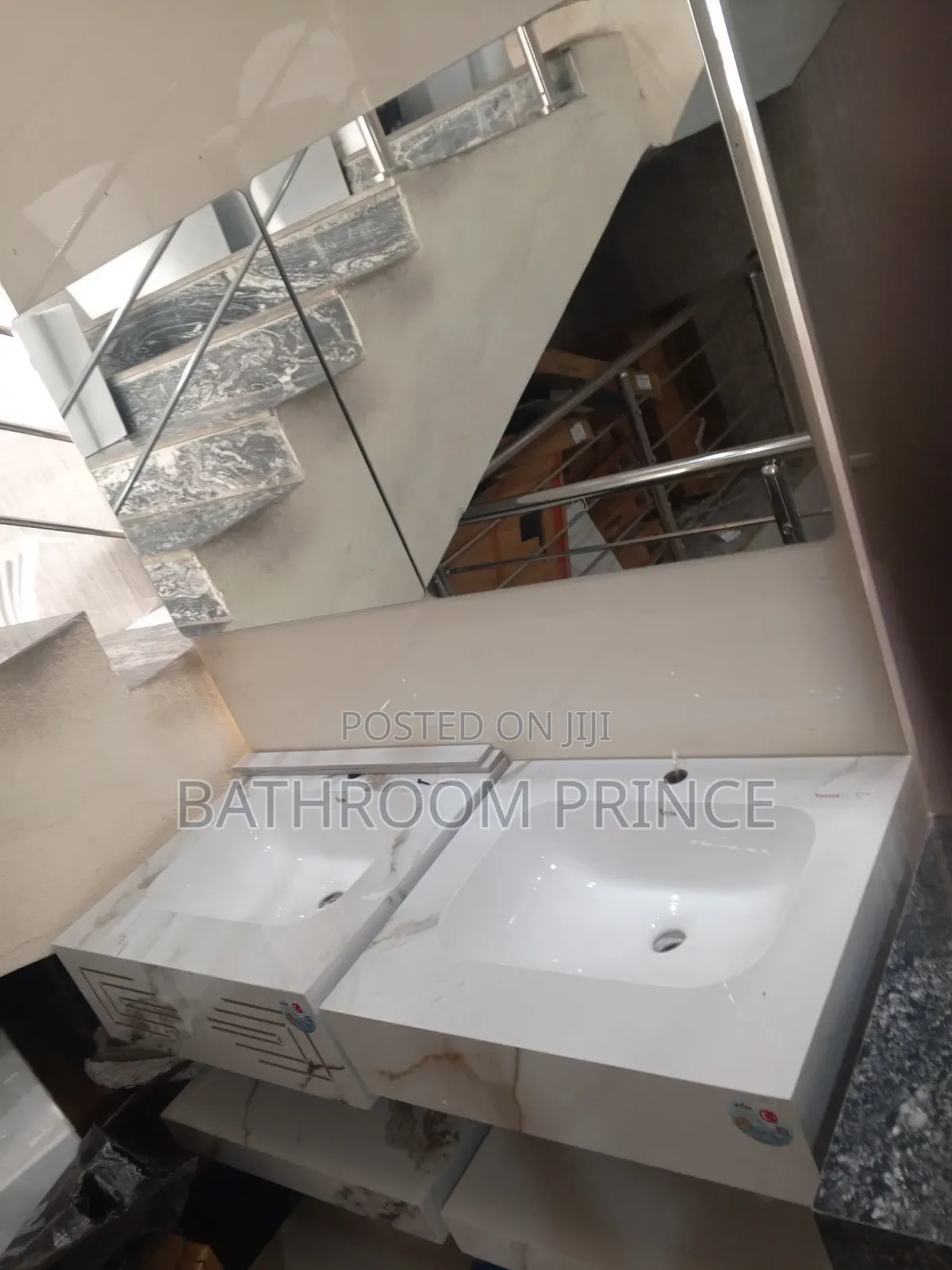 Marble Single Bowl Vanity Basin With Led Mirror