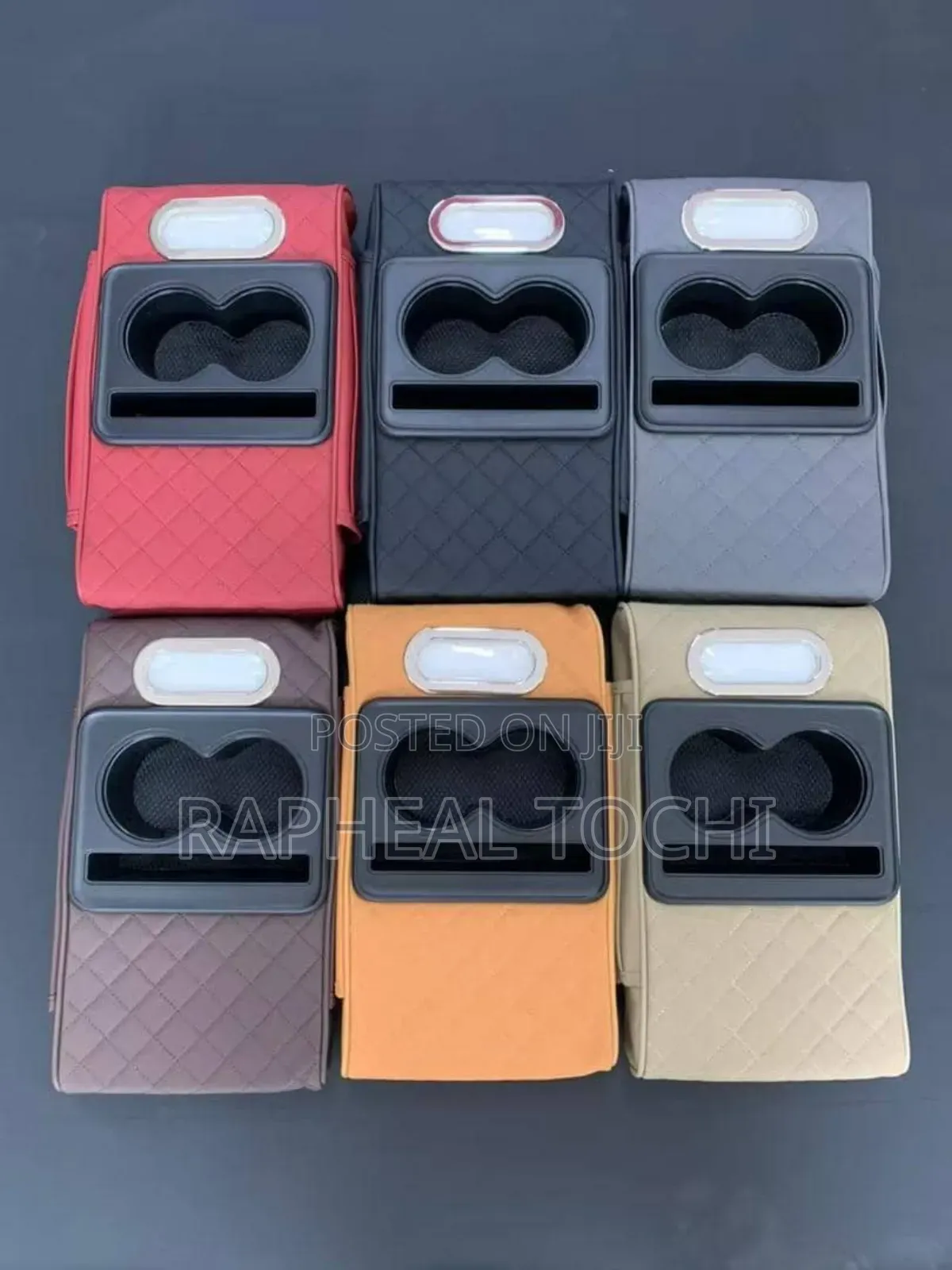 Car Armrest Cover With Cup Holder Tissue Box Phone Holder