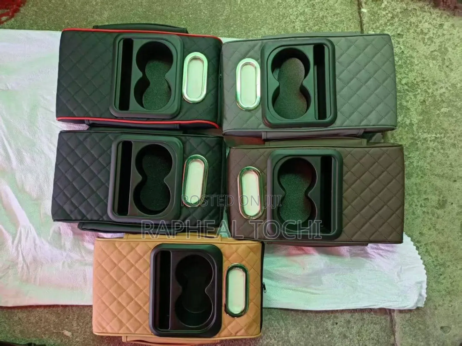 Car Armrest Cover With Cup Holder Tissue Box Phone Holder