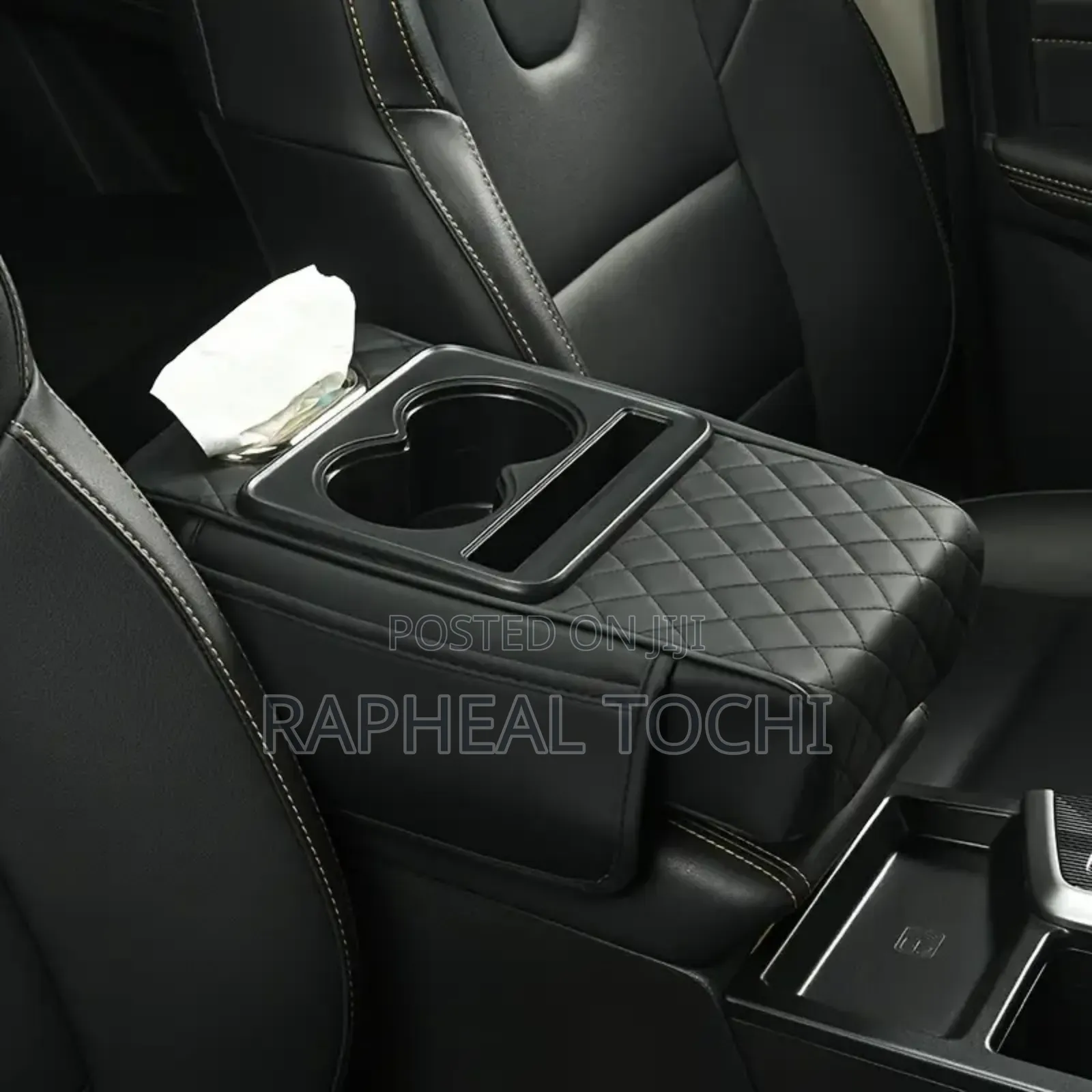 Car Armrest Cover With Cup Holder Tissue Box Phone Holder