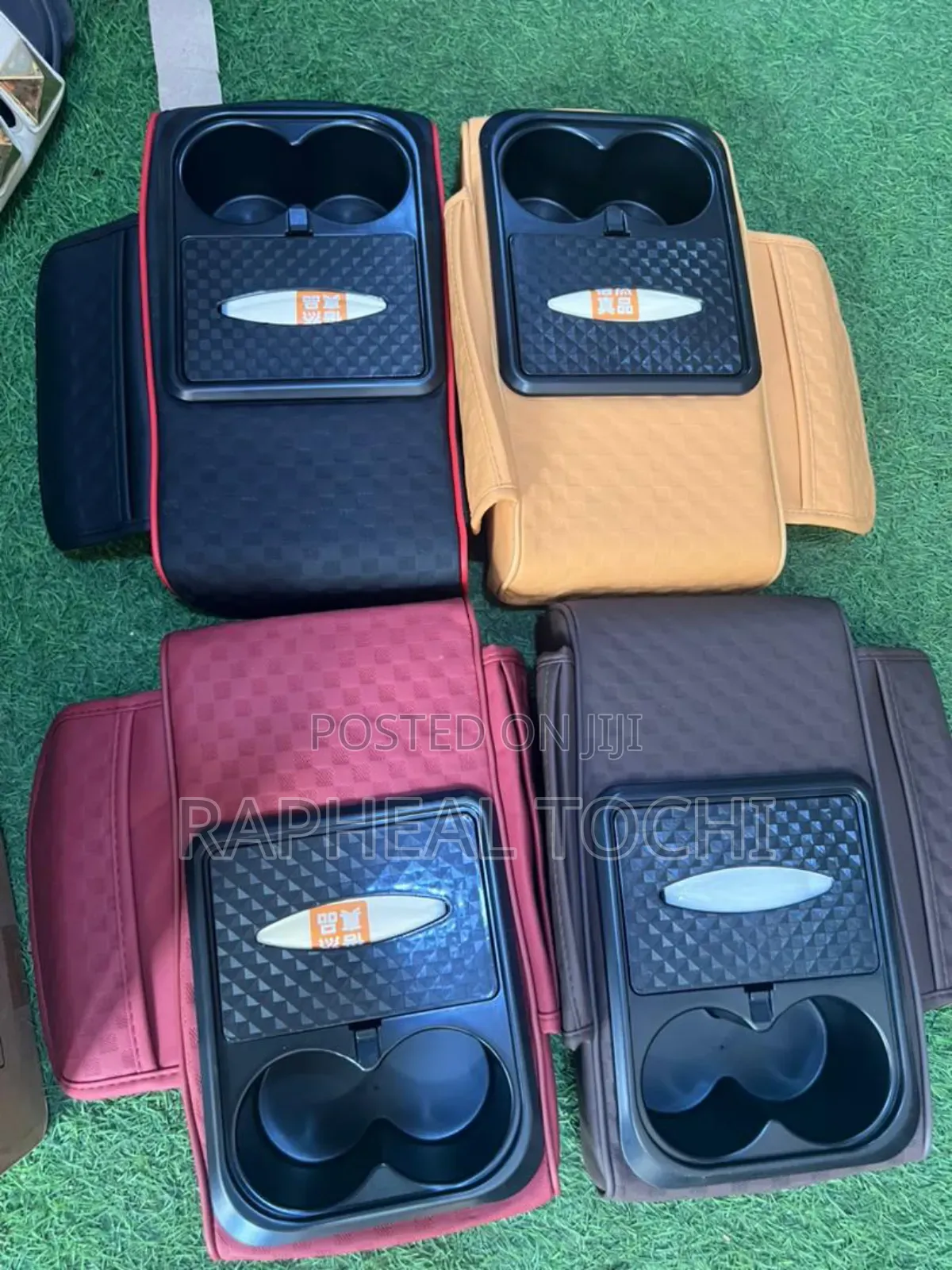 Car Armrest Cover With Cup Holder Tissue Box Phone Holder