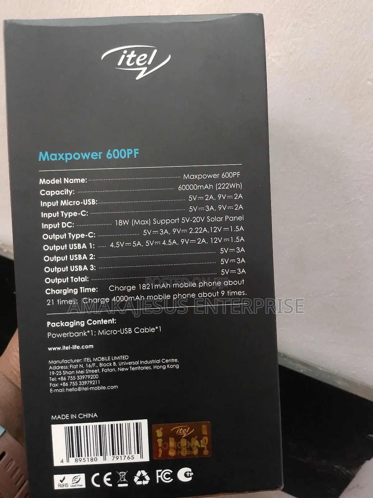 Itel Greenew 22.5w Super Charge Powerbank-60000 M.H