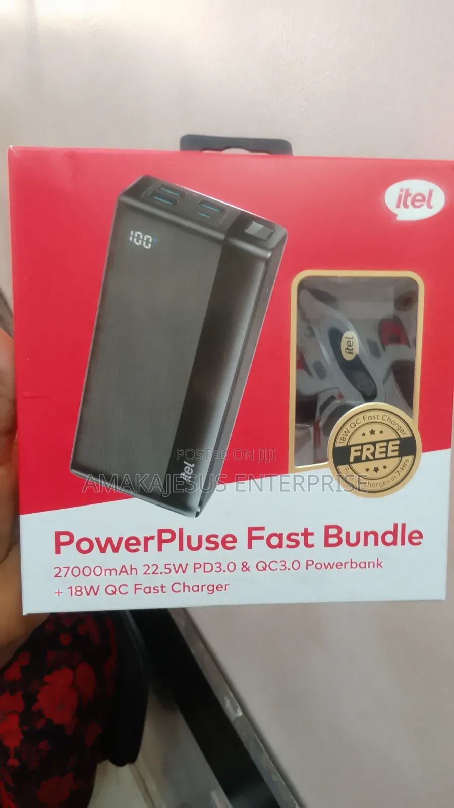Itel 27000mah Original Fast Power Bank+ Free Charger