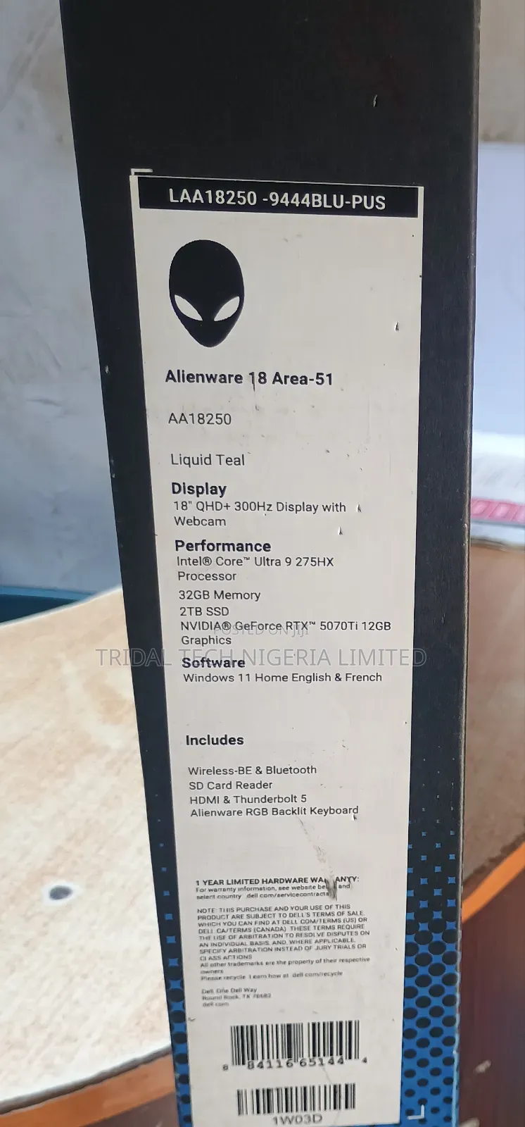 New Laptop Alienware Area-51m 32GB Intel Core Ultra 9 SSD 2T