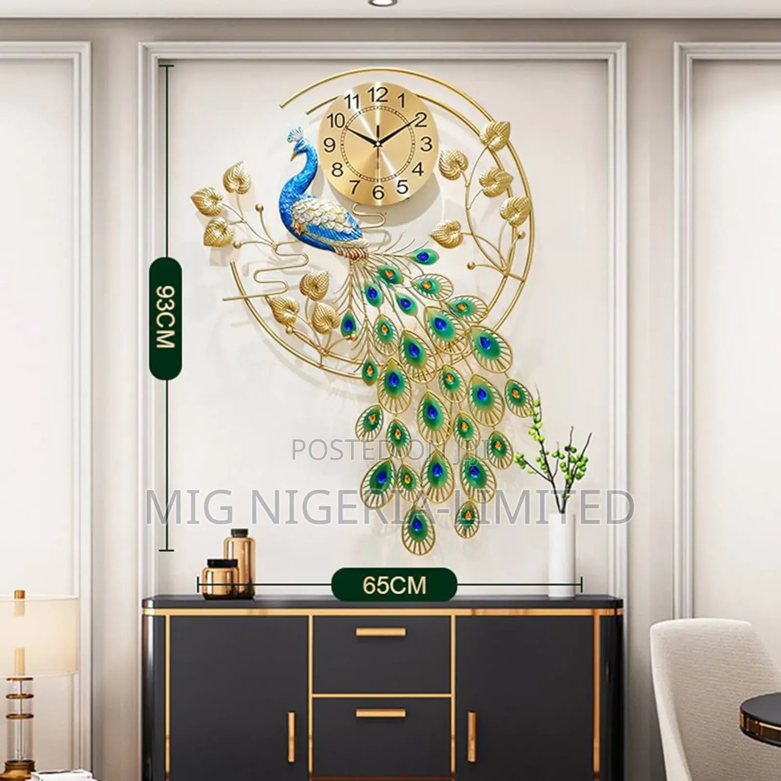 Wall Clock Modern Peacock Wall Gold Design Clock