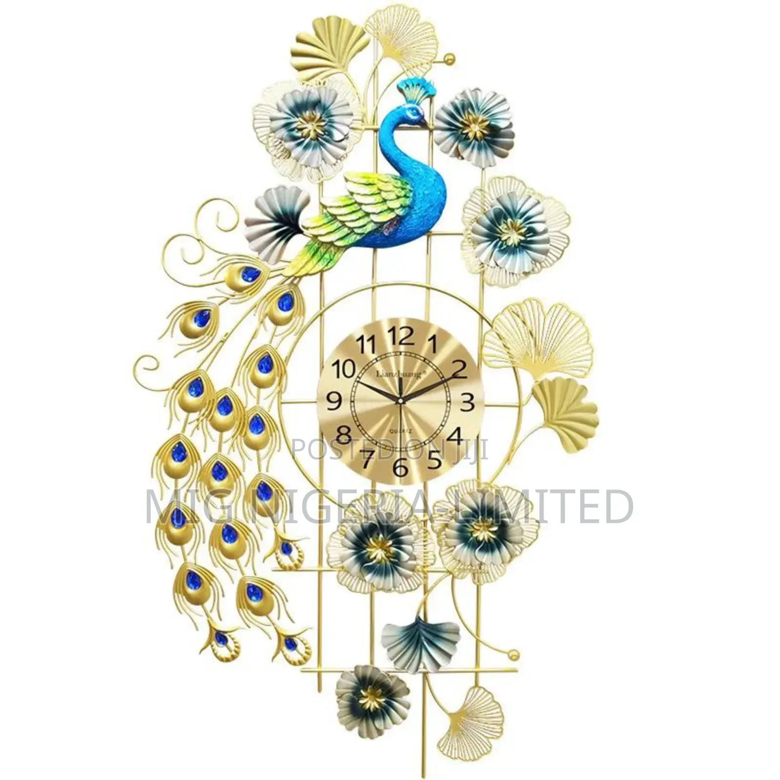 Wall Clock Modern Peacock Wall Gold Design Clock