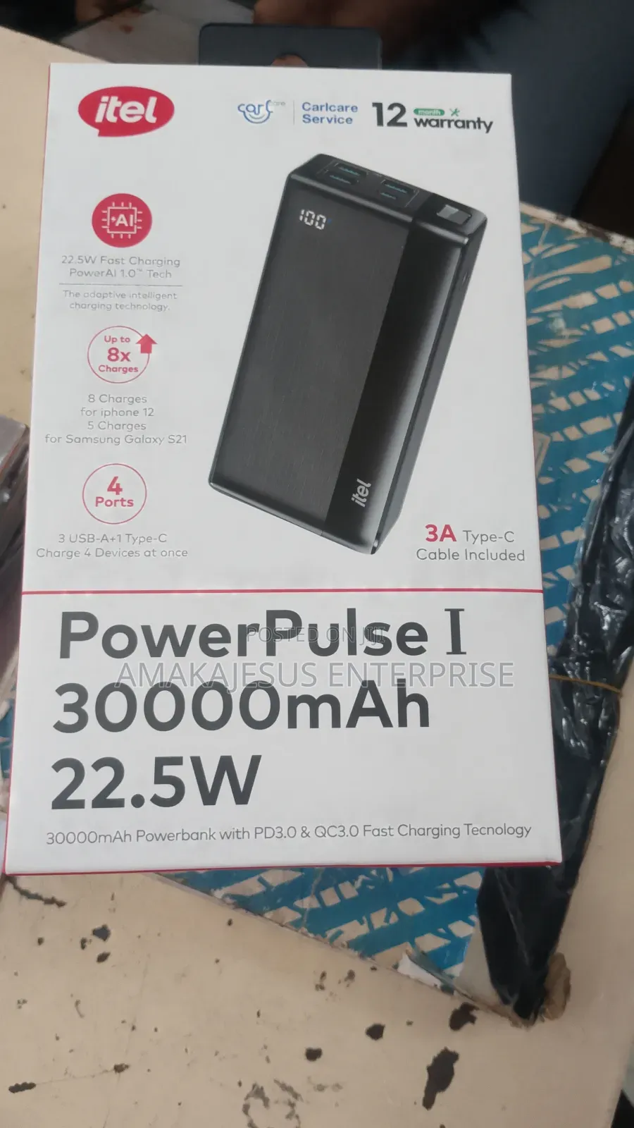 Itel 30000mah Powerbank With 22.5w Fast Charging Powerbank