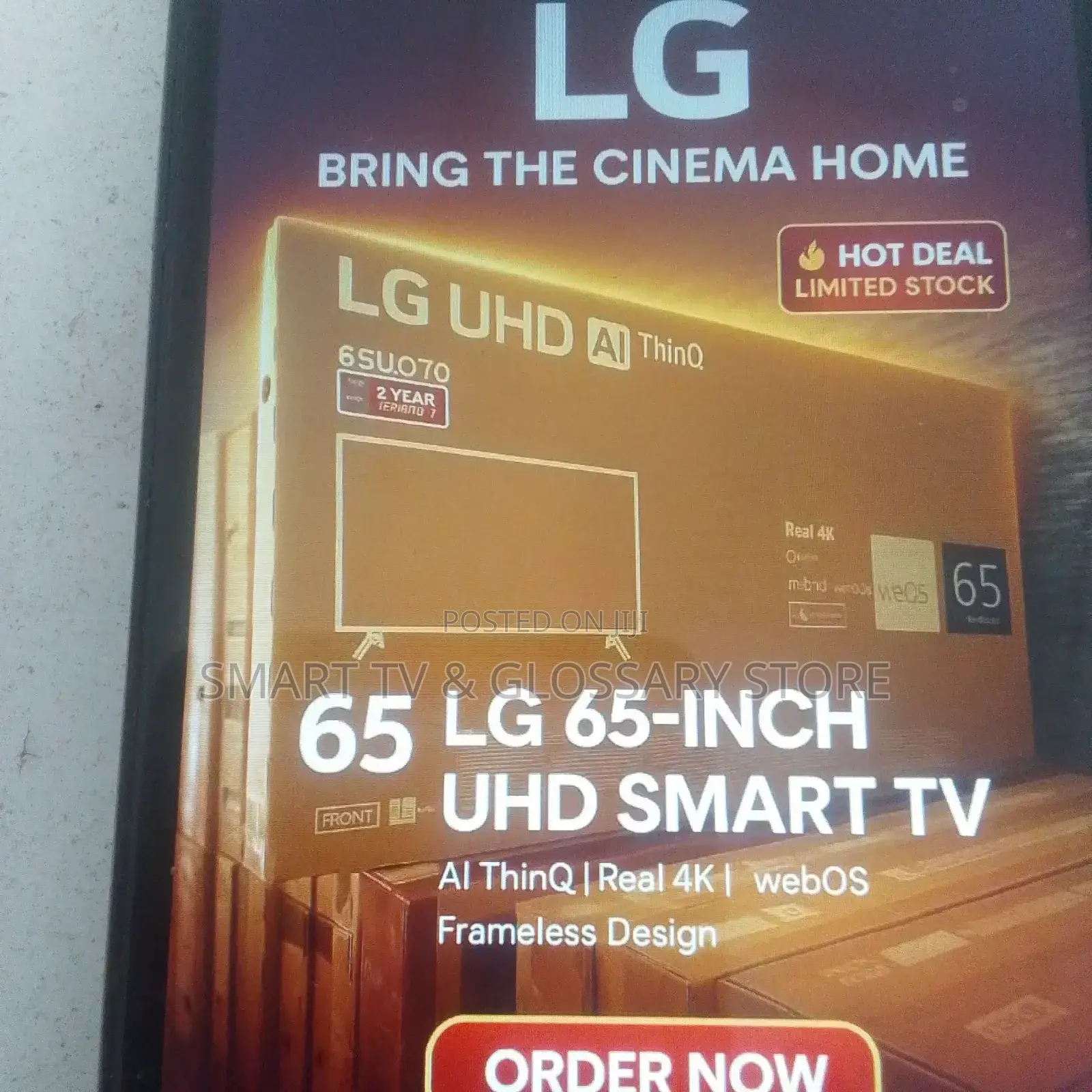 65 Inches Smart Tv With in-Built Bluetooth Wifi Google Ai Thinq
