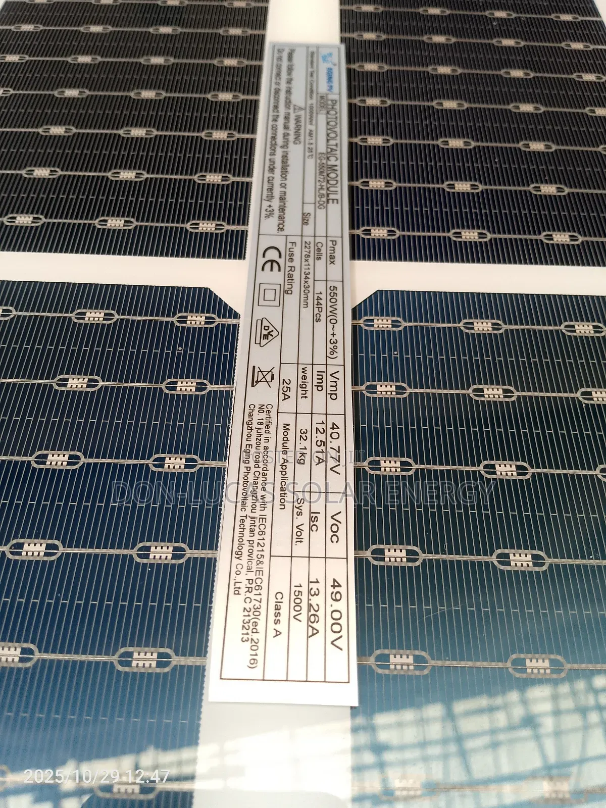 550w Solar Panels 144cell