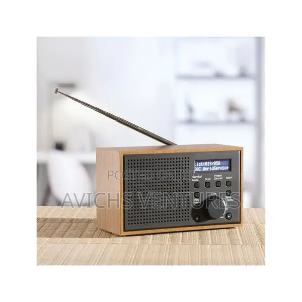 Compact Wooden Dab - Fm Radio With Alarm Clock Function