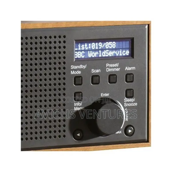 Compact Wooden Dab - Fm Radio With Alarm Clock Function