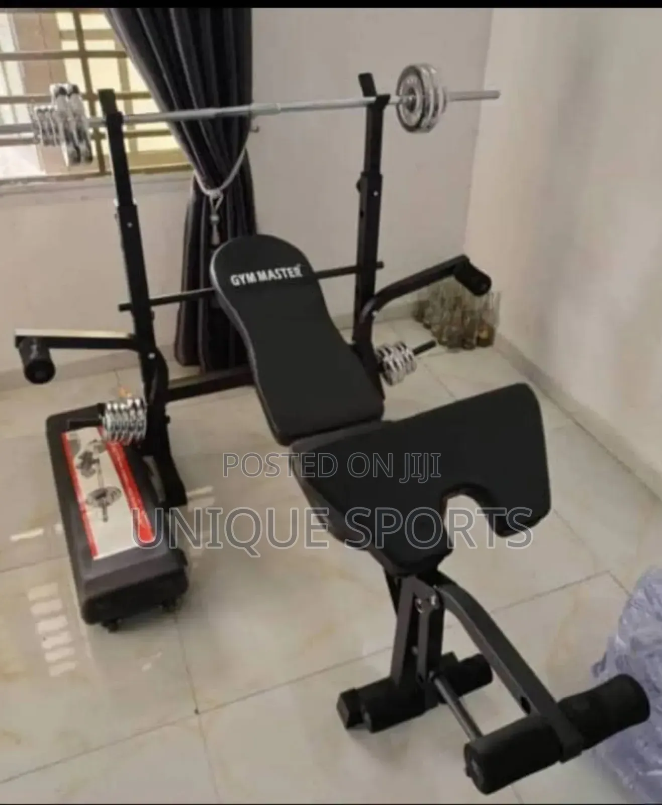 Adjustable Weight Bench With 50kg Cast Dumbbell Set