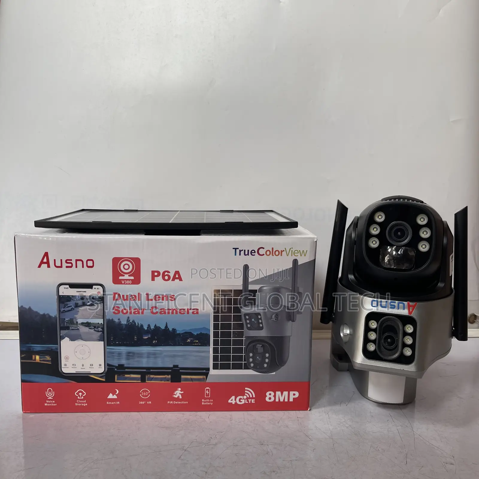Ausno 8mp 4g Dual Lens Solar Ptz Big Outdoor Camera V380 App