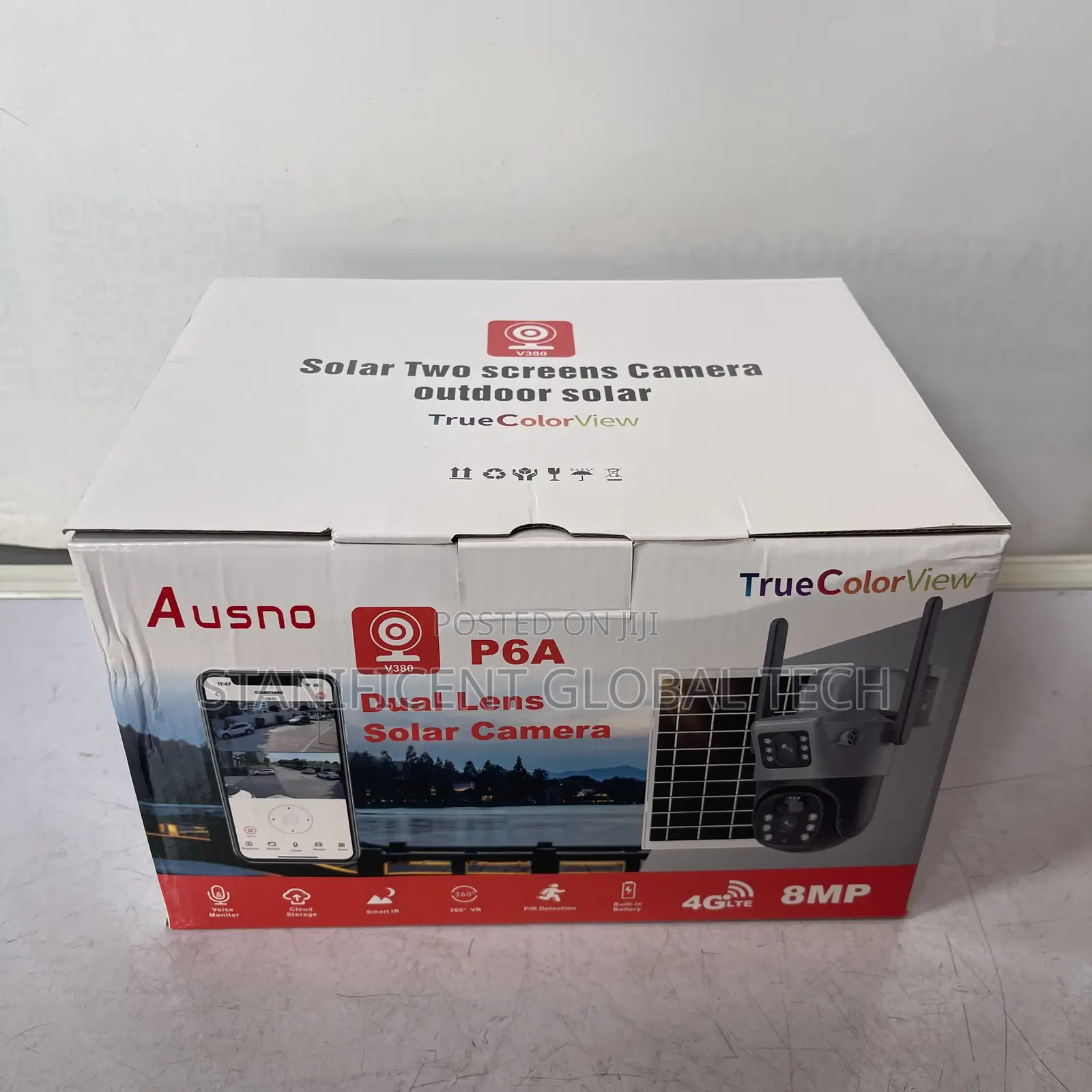 Ausno 8mp 4g Dual Lens Solar Ptz Big Outdoor Camera V380 App