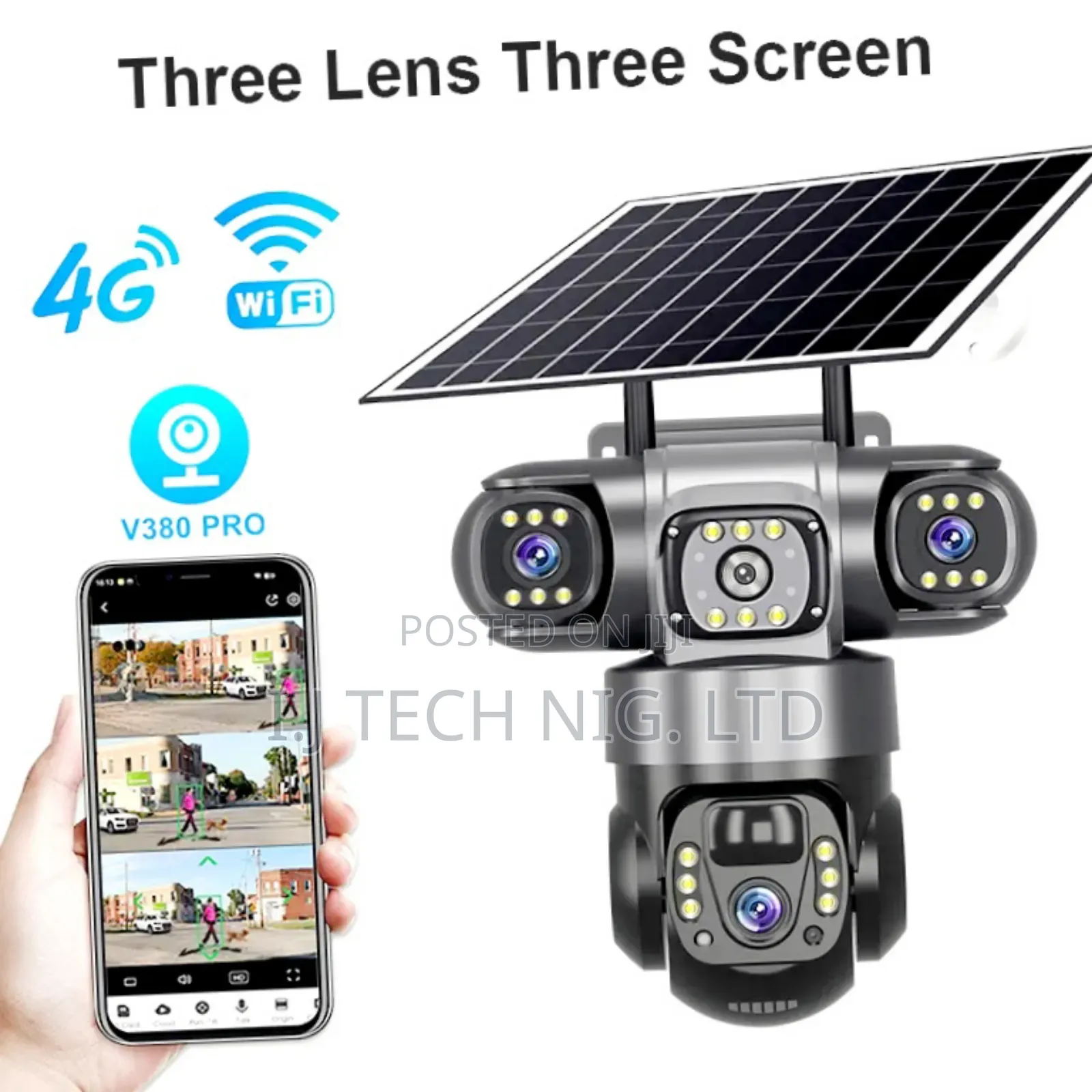 V380 Pro 3 Lens 4g PTZ Solar Camera