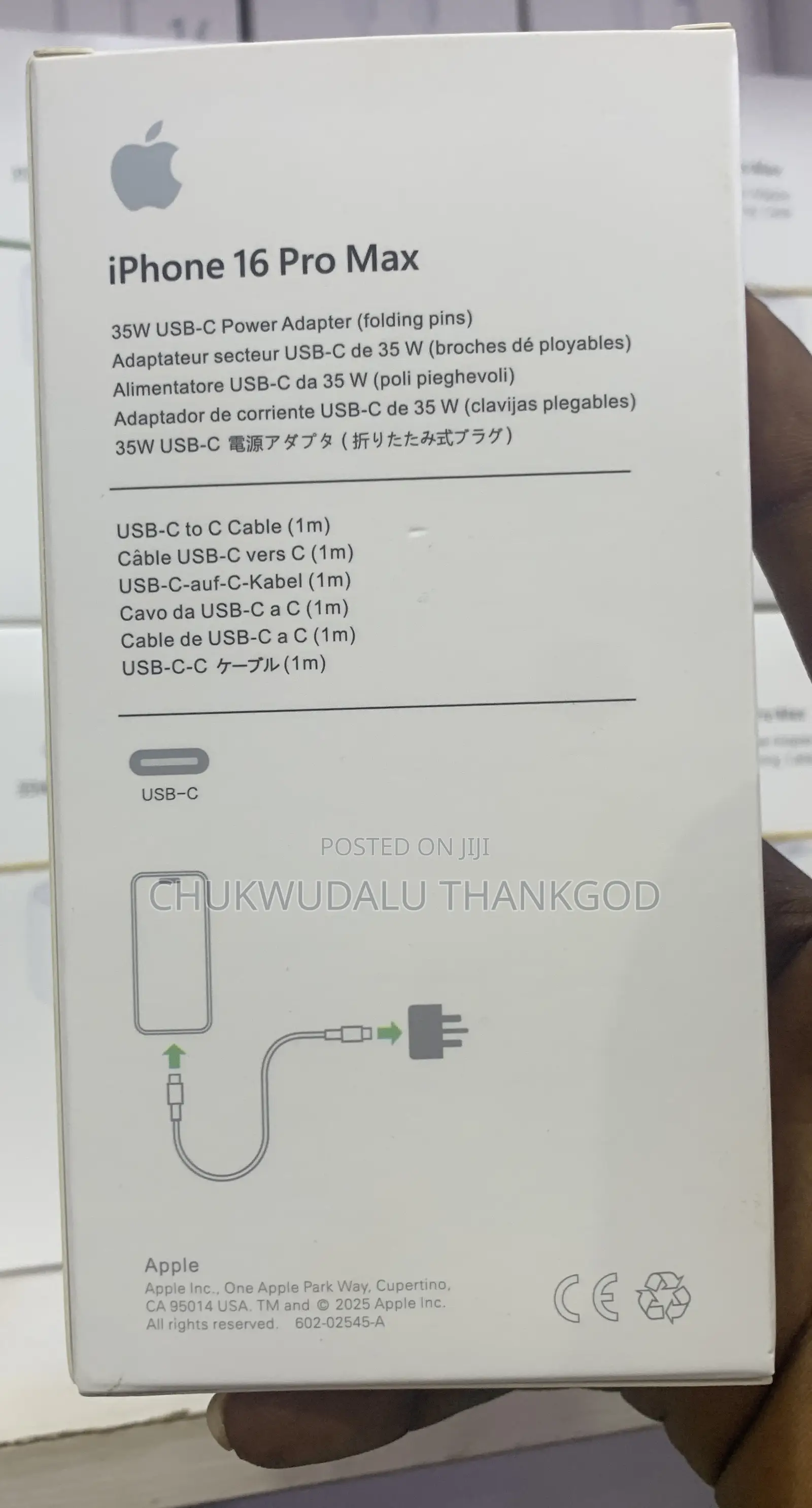 iPhone 16 Pro Max 35w Uusb-C Power Adapter Usb-C to Cabble