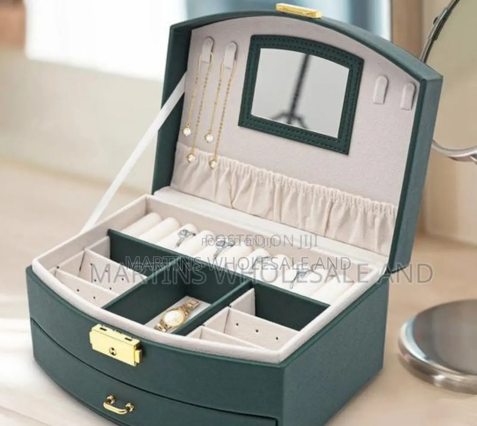 Pu Leather Jewelry Organizer Box With Multiple Compartments